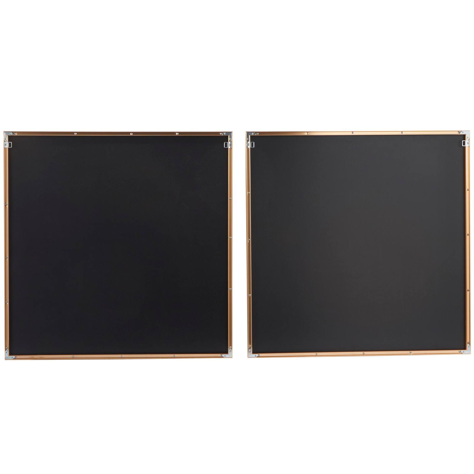 CosmoLiving by Cosmopolitan Gold Porcelain Swirl Starburst Framed Wall Art with Gold Aluminum Frame Set of 2 32", 32"