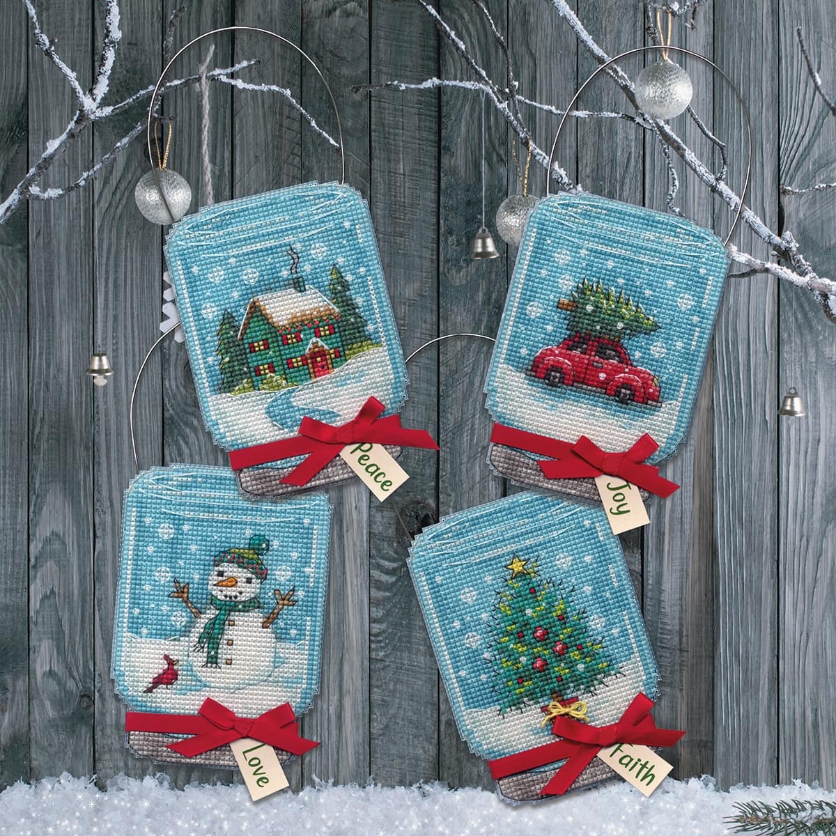 Christmas Jar Ornaments Counted Cross Stitch Kit – Stitch 'N Frame