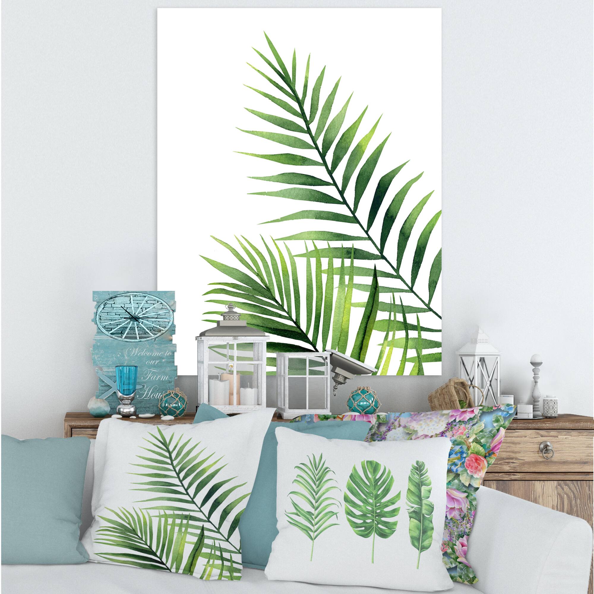 Designart - Fern Leaves Detail III - Farmhouse Canvas Wall Art Print