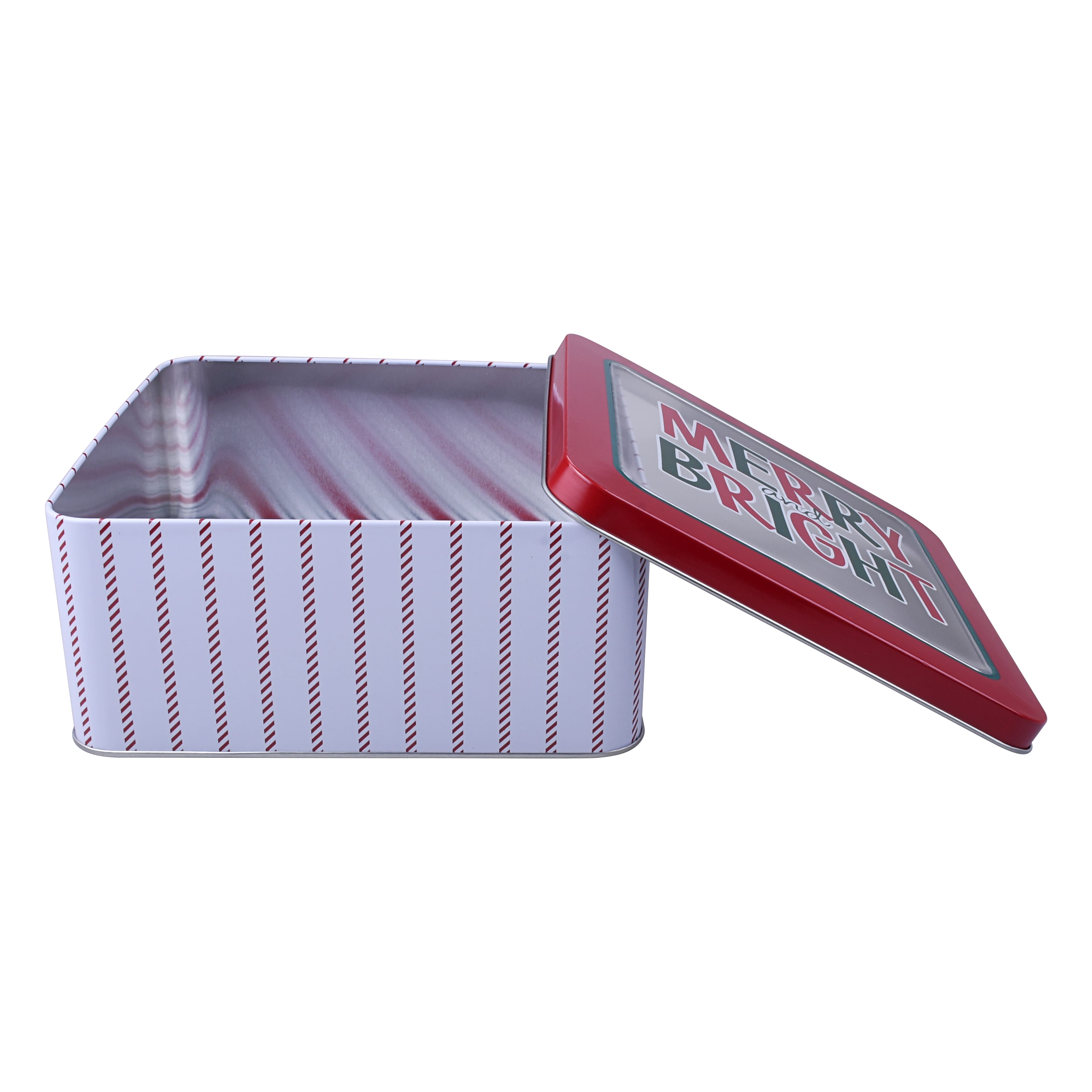 7.5&#x22; Merry &#x26; Bright Square Cookie Tin by Celebrate It&#xAE;