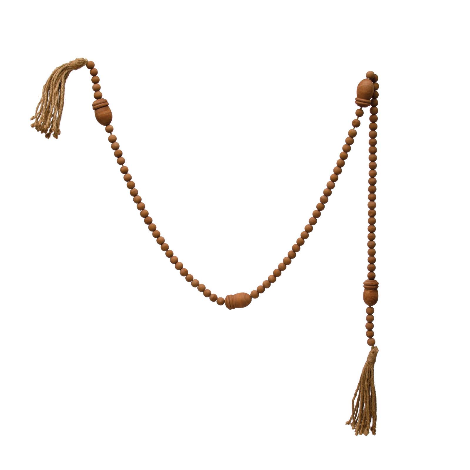 Hello Honey&#xAE; 6ft. Wood Beads &#x26; Acorns with Jute Tassels Garland
