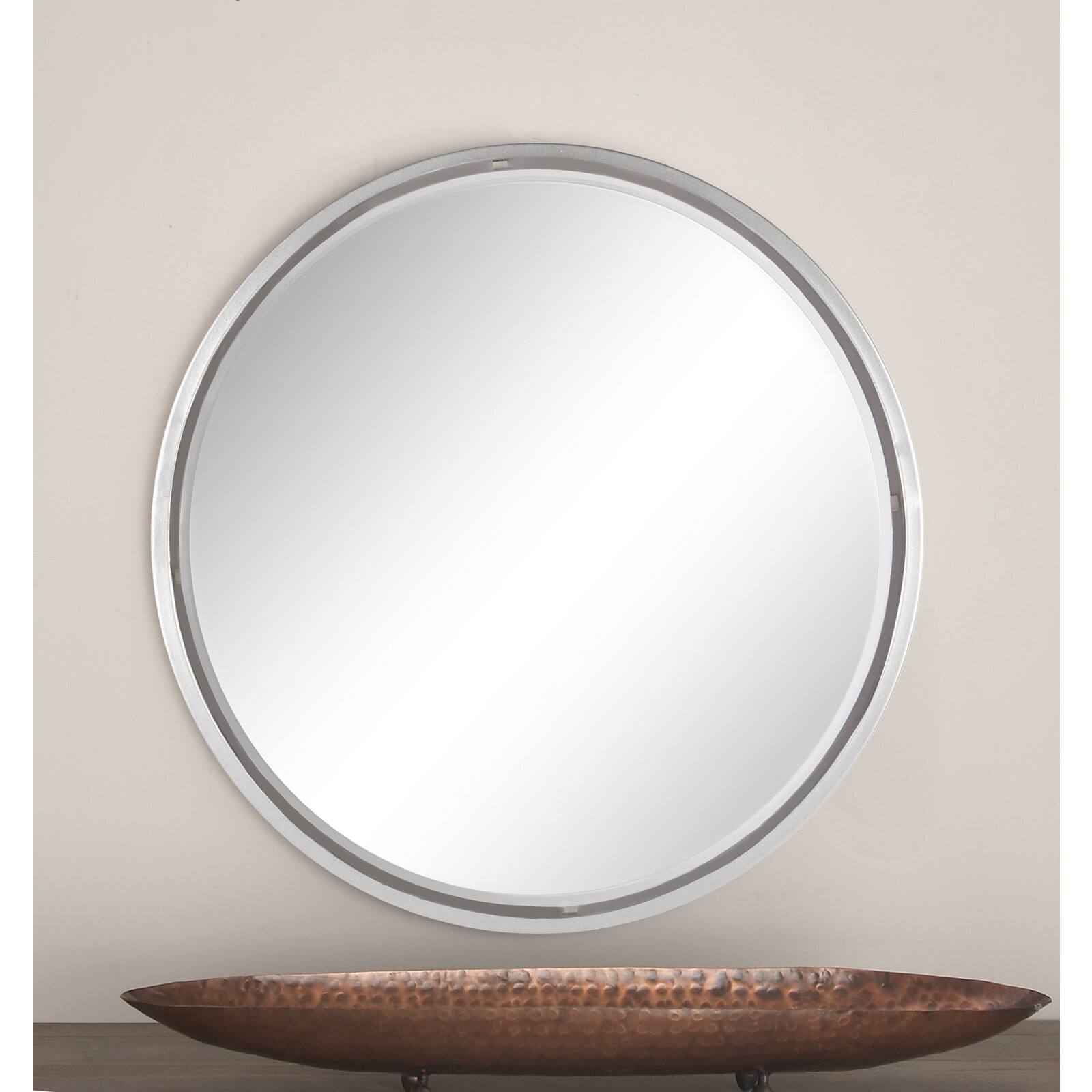24" Silver Contemporary Metal Wall Mirror