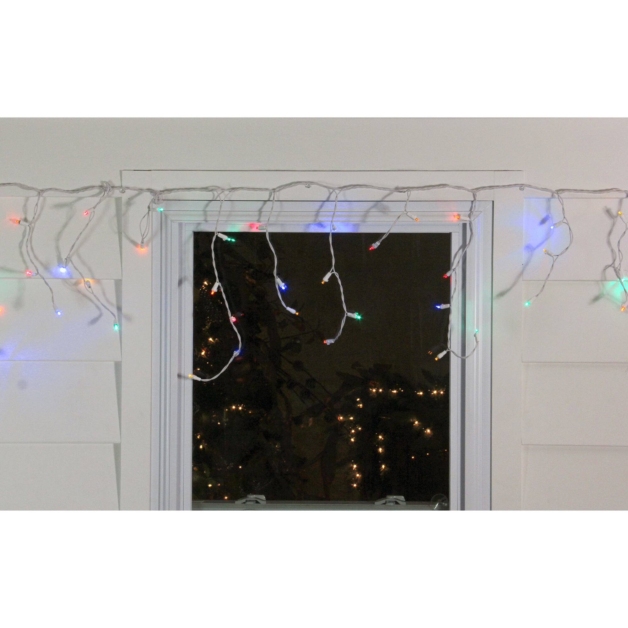 100ct. LED Wide Angle Icicle Christmas Lights With White Wire