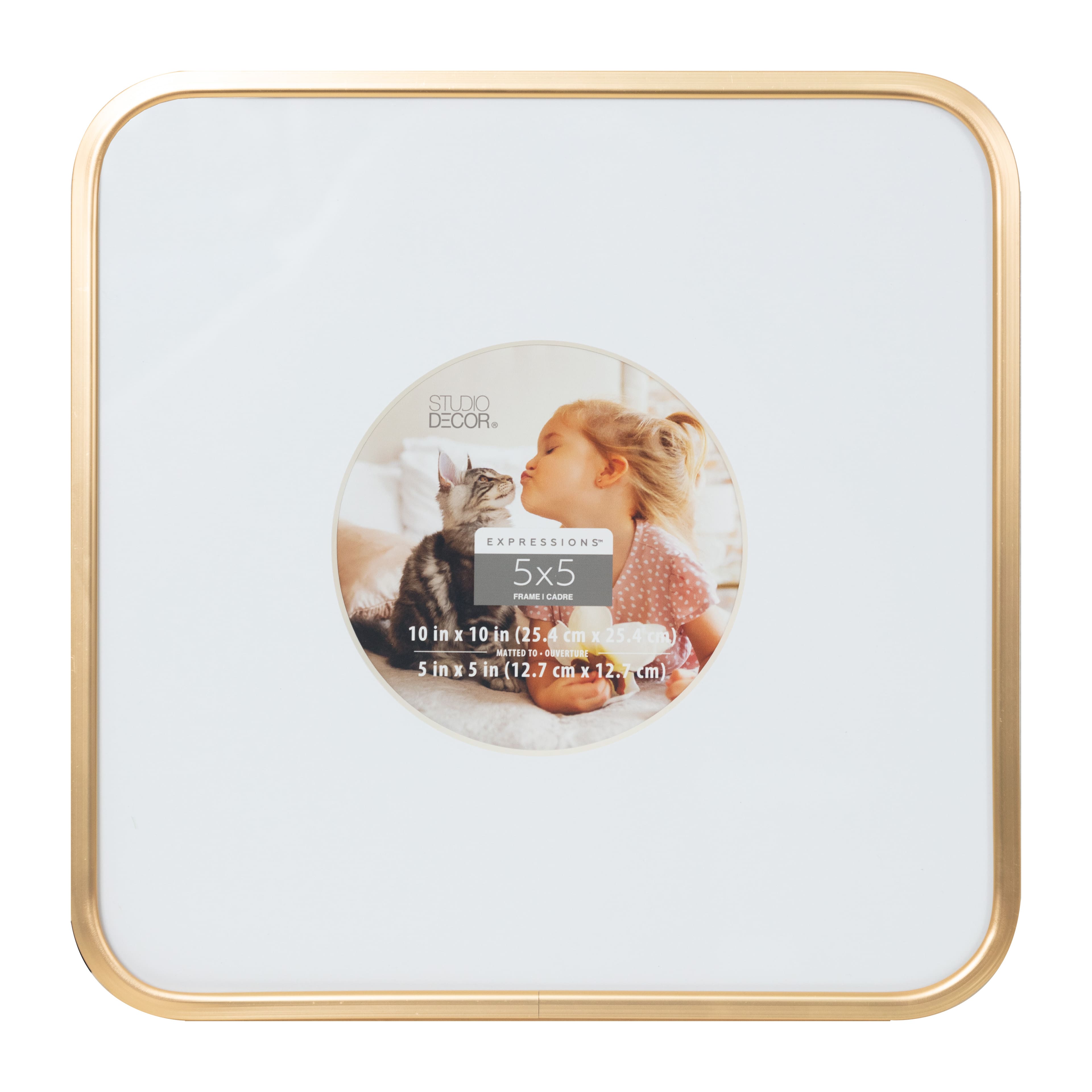 Expressions™ 5" x 5" Gold Rounded Frame with Circle Mat by Studio Décor®