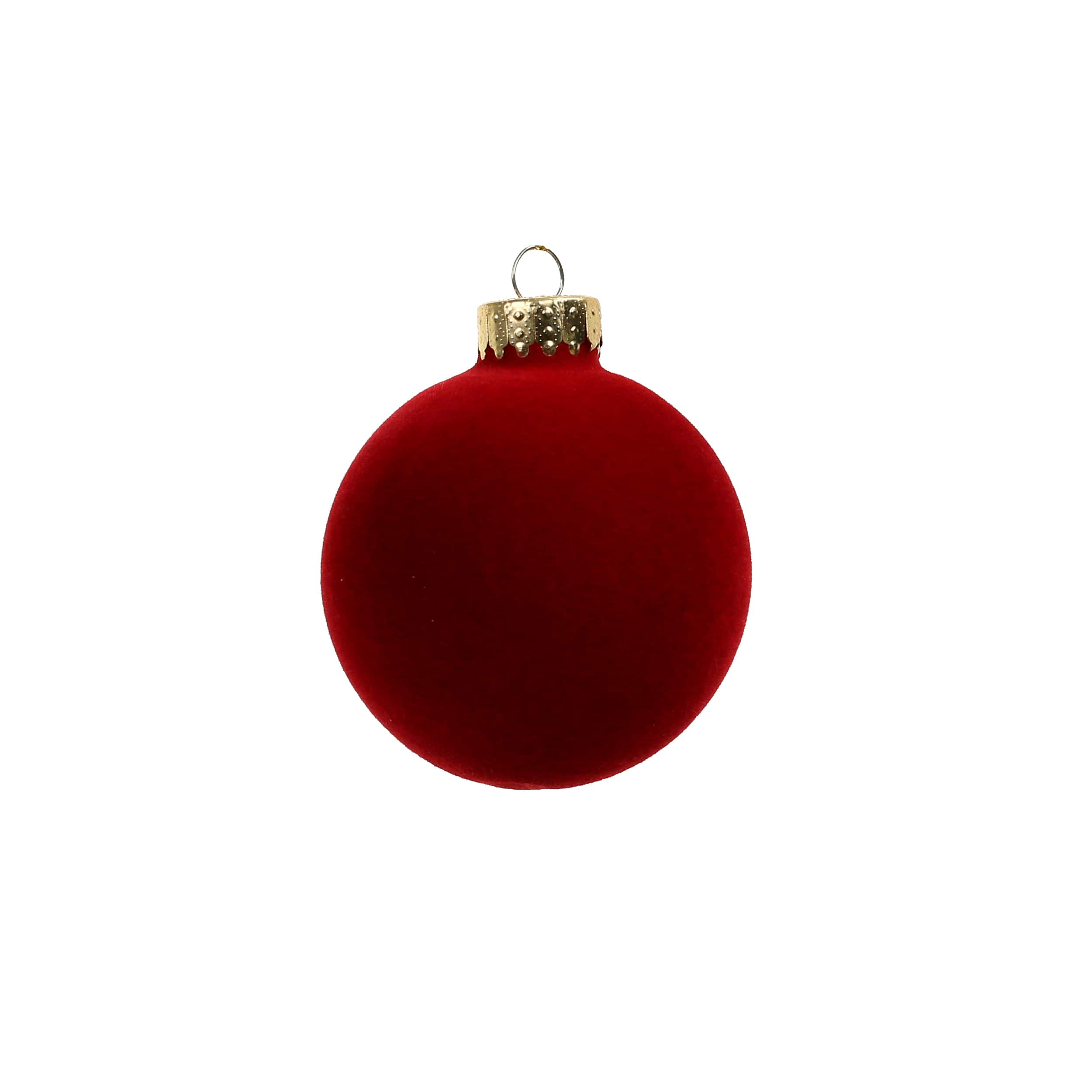 6 Pack 2.5&#x22; Dark Red Flocked Glass Ball Ornaments by Ashland&#xAE;