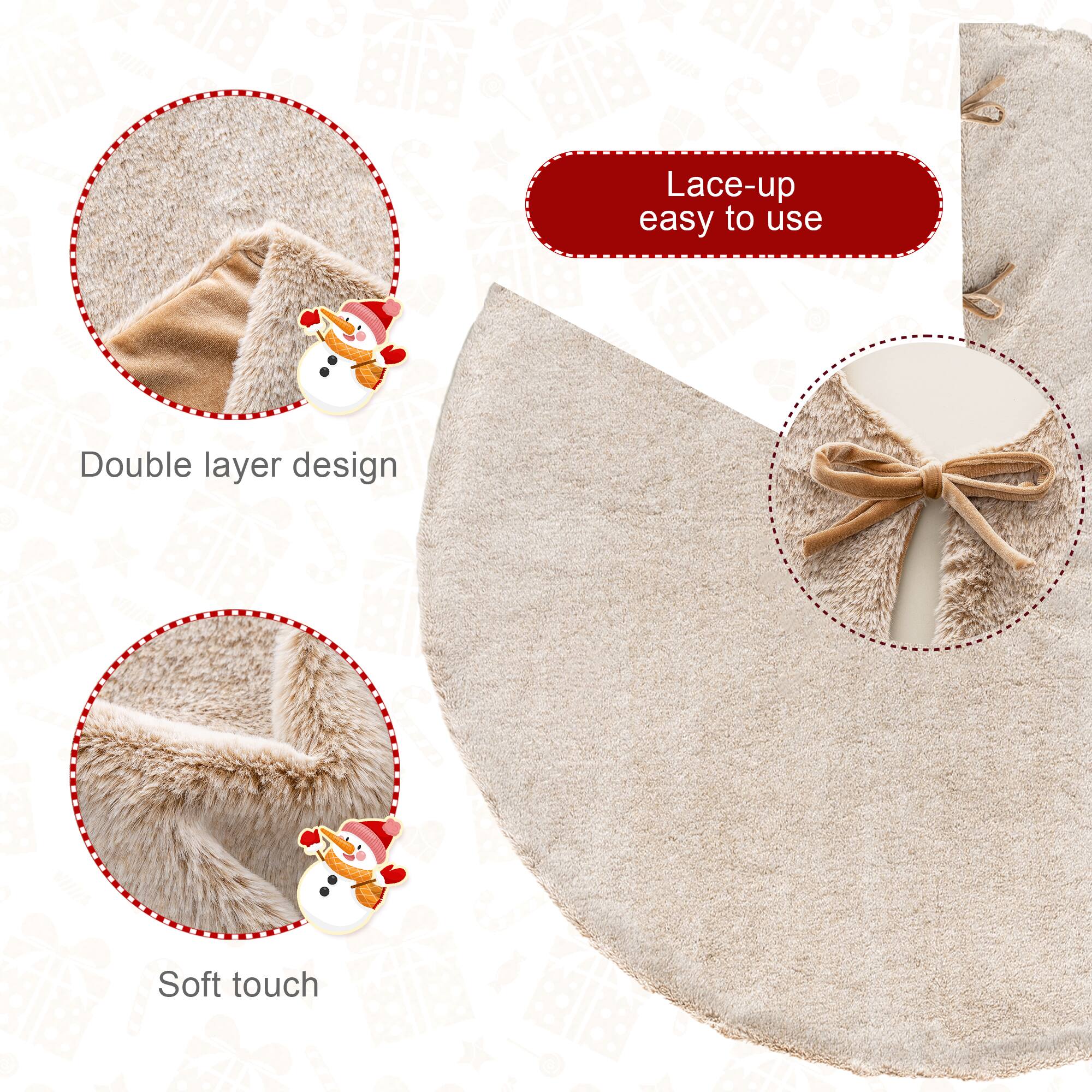 Glitzhome® Faux Rabbit Fur Christmas Tree Skirt