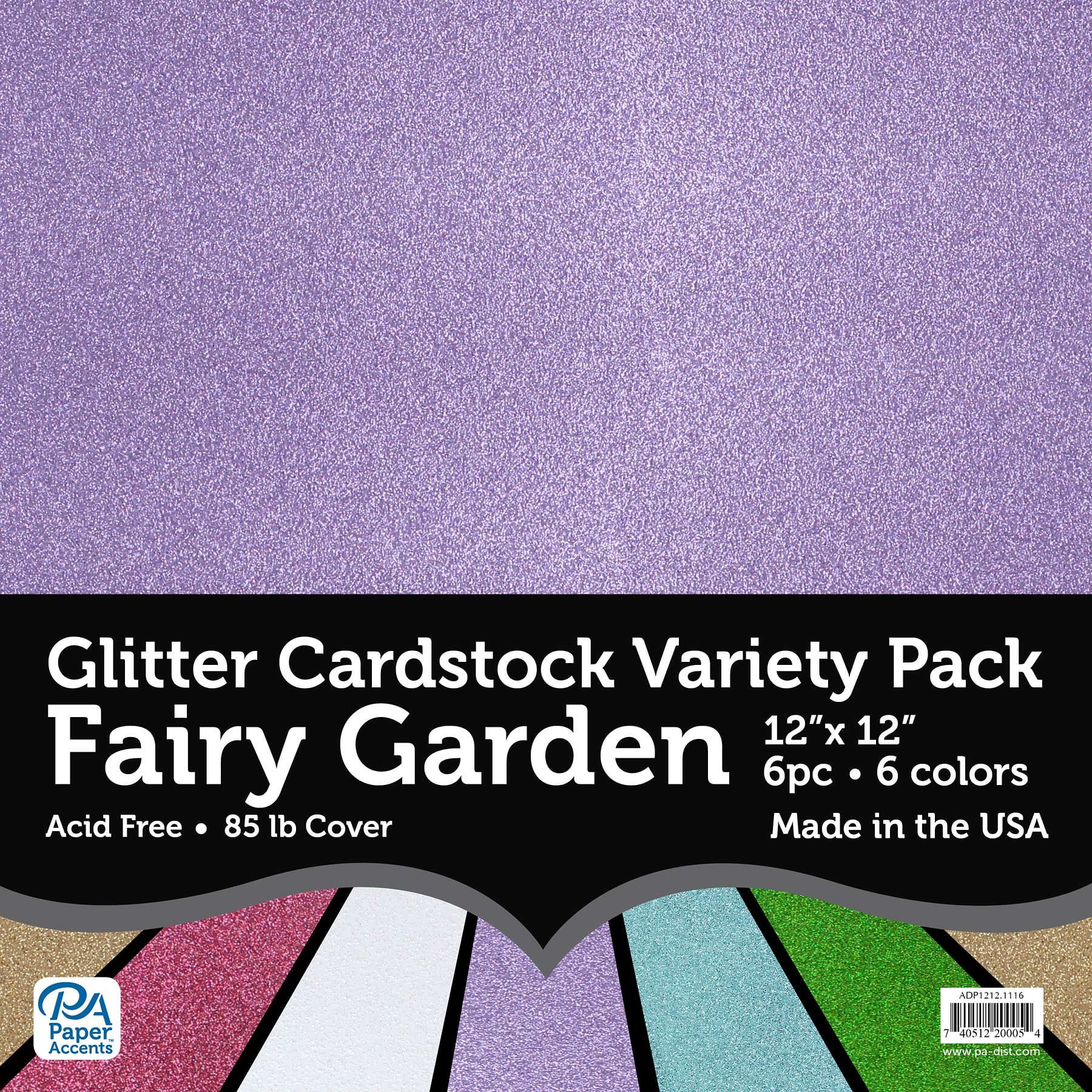 Glitter Cardstock Variety Pack 12x12 - Fairy Garden - 740512200054