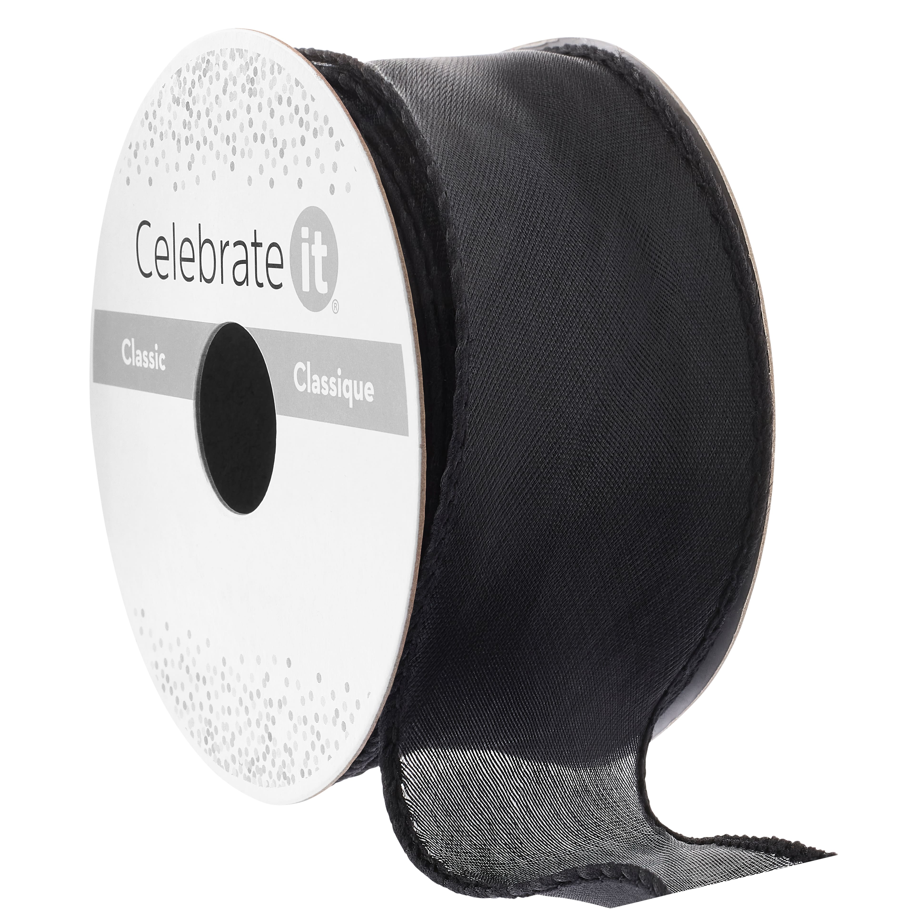 1.5" x 3yd. Organza Solid Black Ribbon by Celebrate It™ Classic