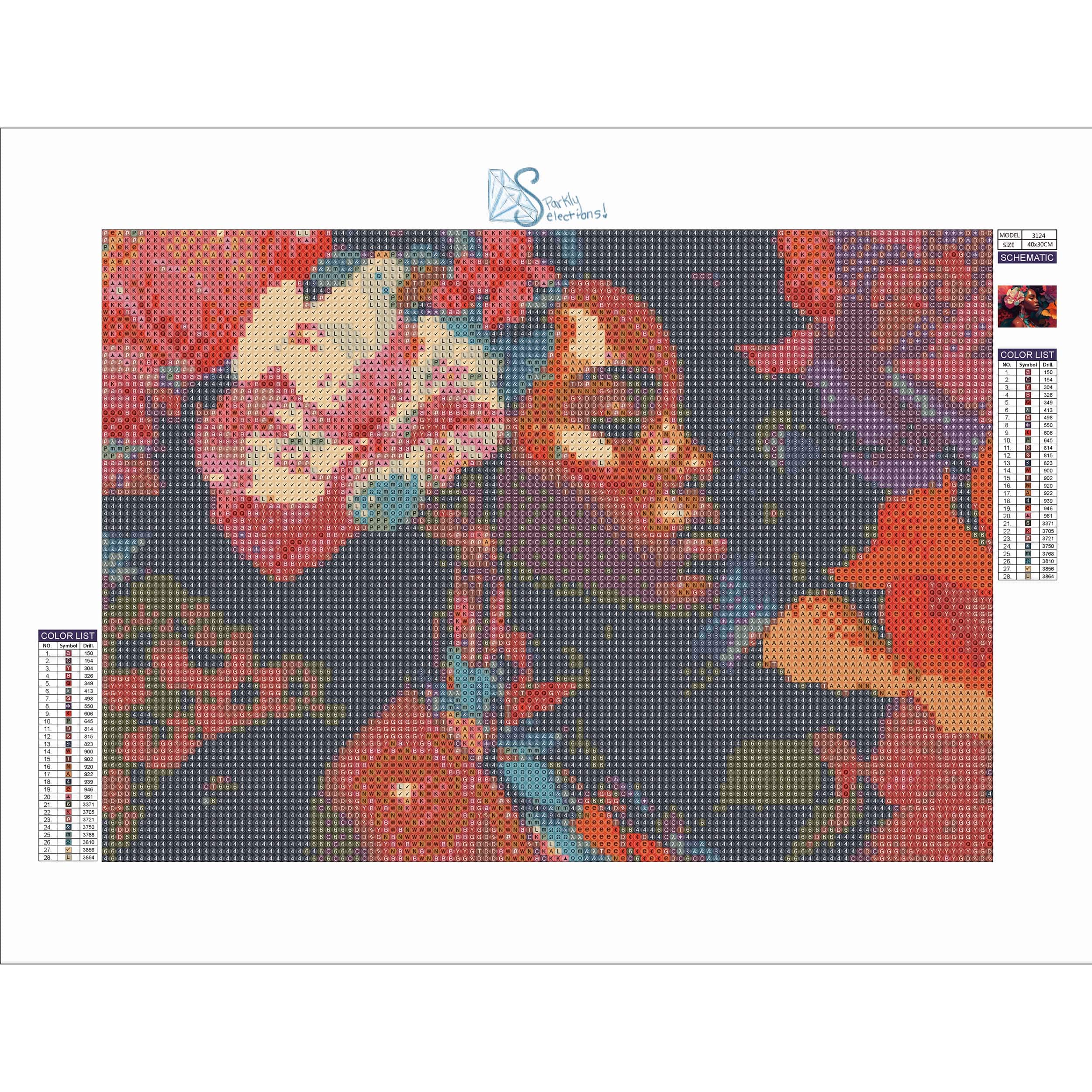 Sparkly Selections African Woman Floral Diamond Painting Kit, Round Diamonds