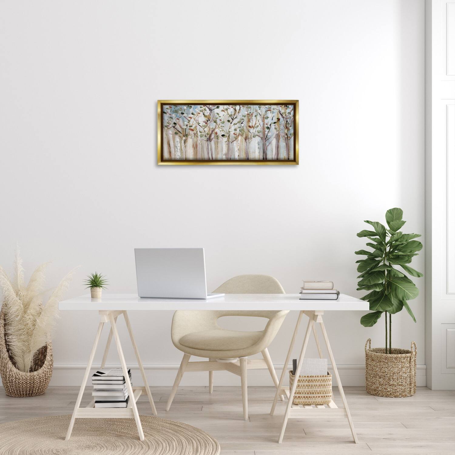 Stupell Industries Bare Branch Trees Birch Forest Floater Framed Art