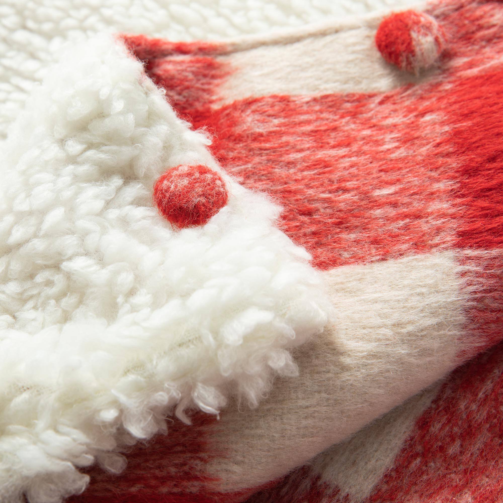 Glitzhome&#xAE; 4ft. Red &#x26; White Plaid Reversible Sherpa &#x26; Flannel Christmas Tree Skirt