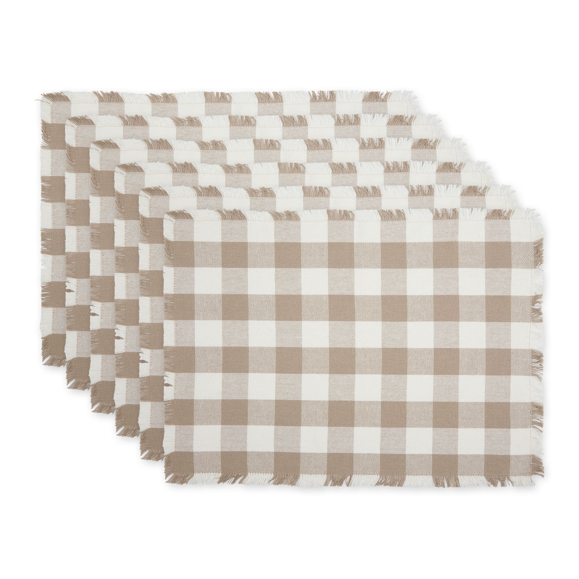 DII® Heavyweight Check Fringed Cotton Placemats, 6ct.