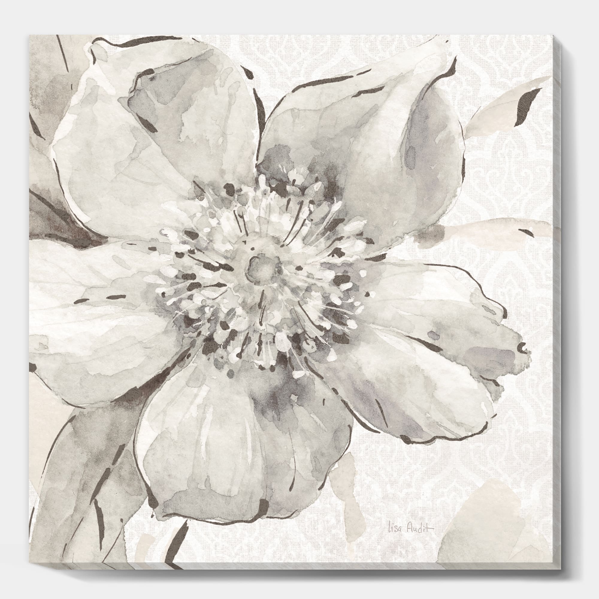 Designart - Indigold Grey Peonies III - Farmhouse Canvas Artwork