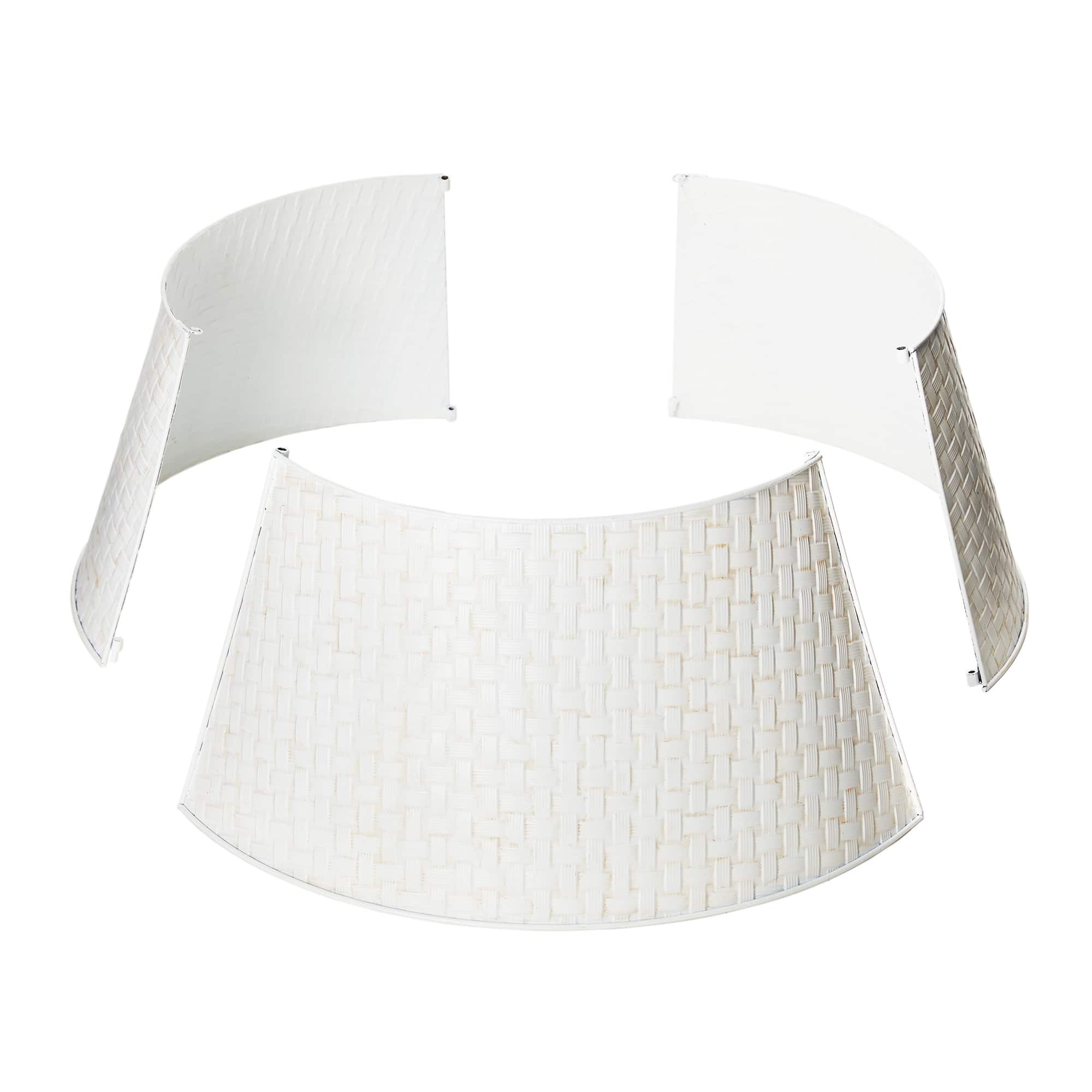 Glitzhome® Washed White 26" Woven Metal Tree Collar