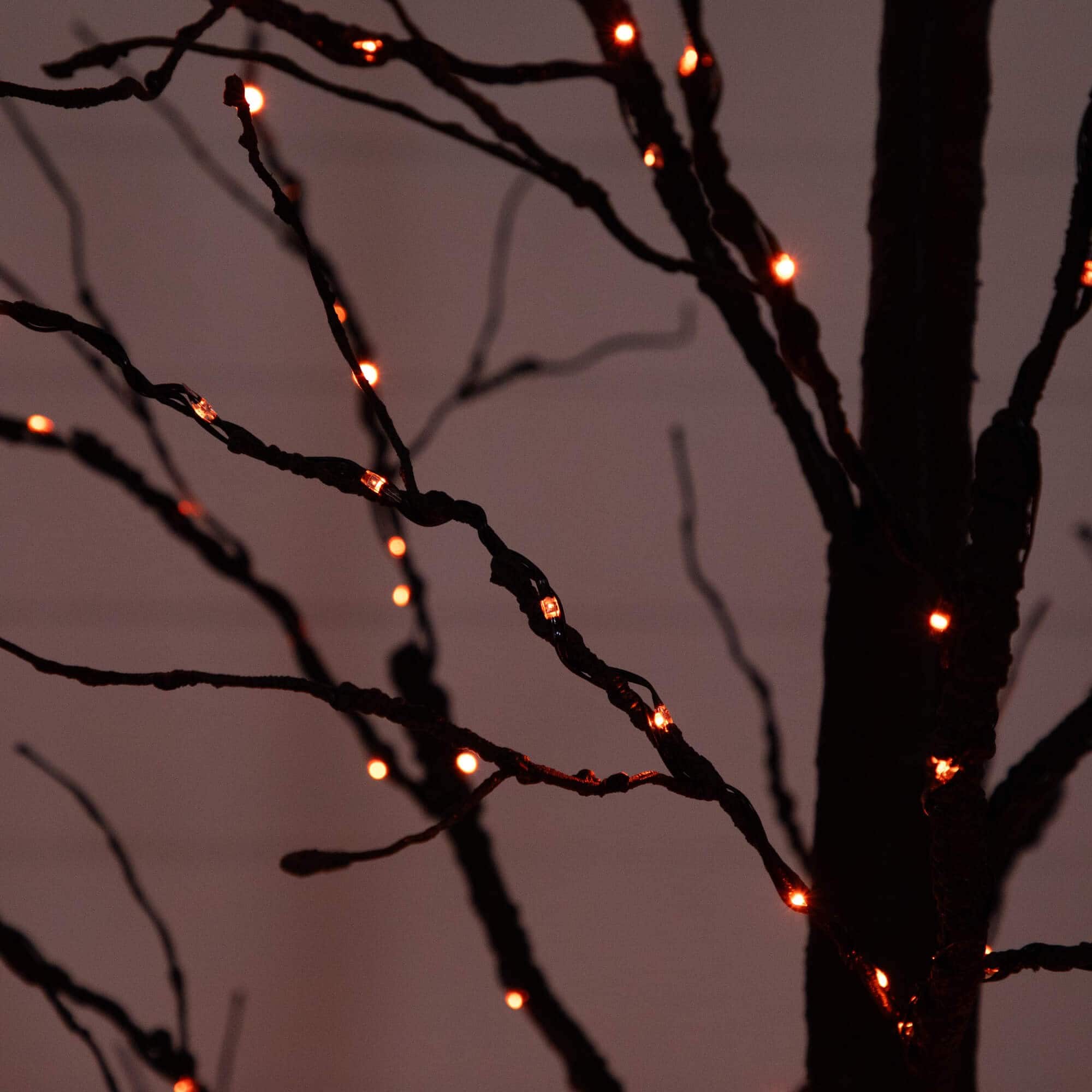 8ft. Pre-Lit Halloween Black Twig Artificial Tree with 510 Orange &#x26; Purple LED Lights