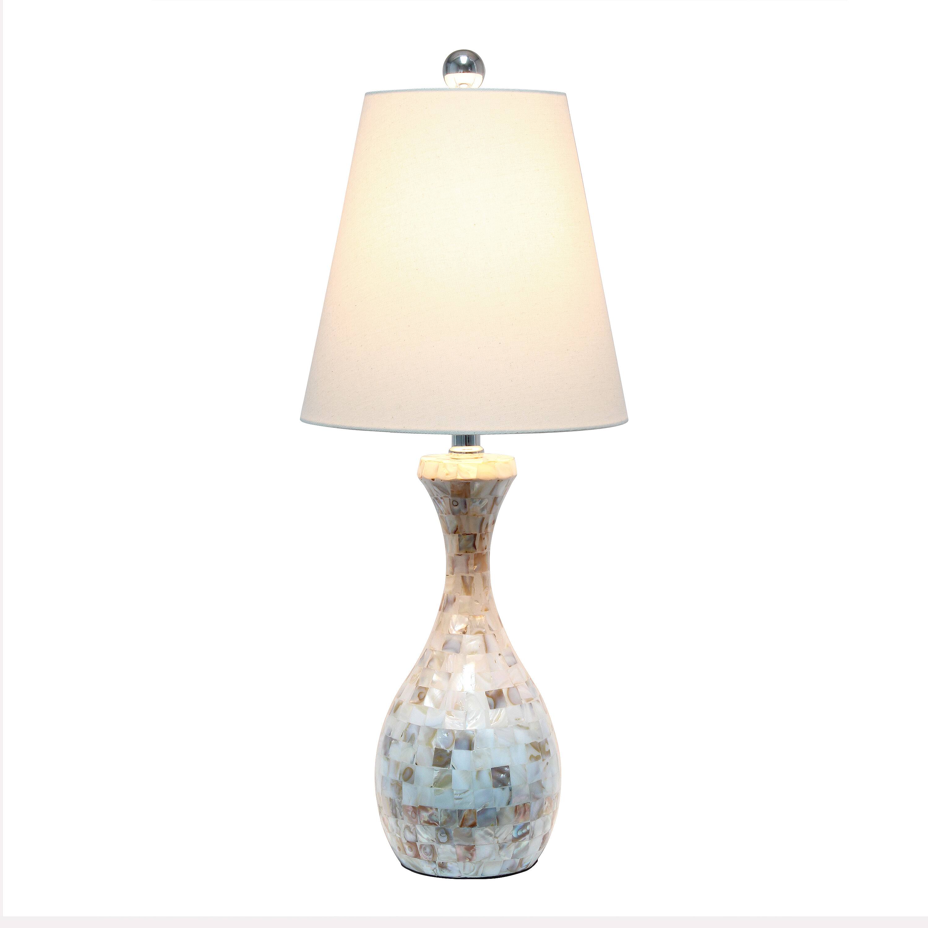 Lalia Home 25" Curved Mosaic Seashell Table Lamp with Chrome Accents