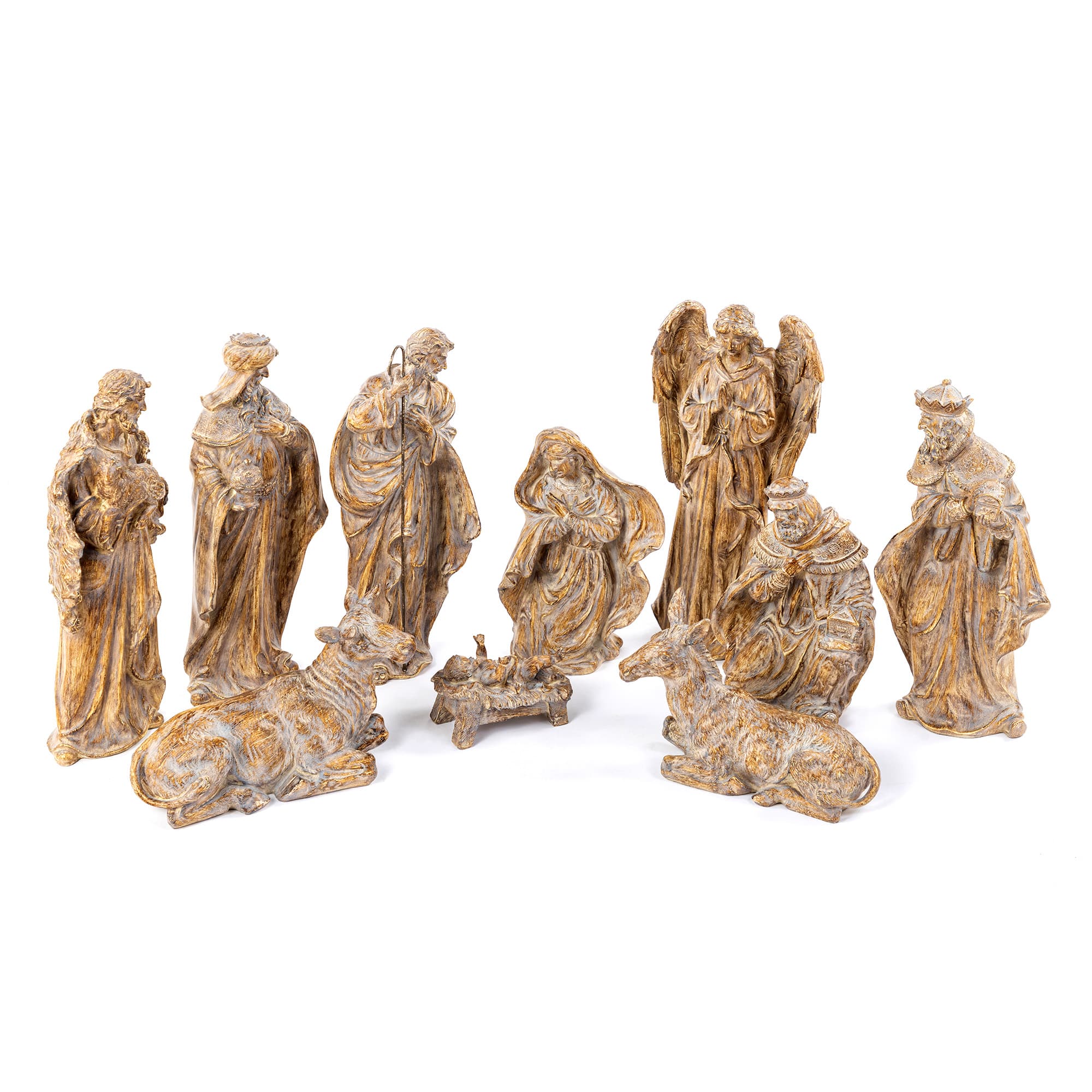 Glitzhome&#xAE; 10-Piece Bronze Resin Nativity Figurine Set