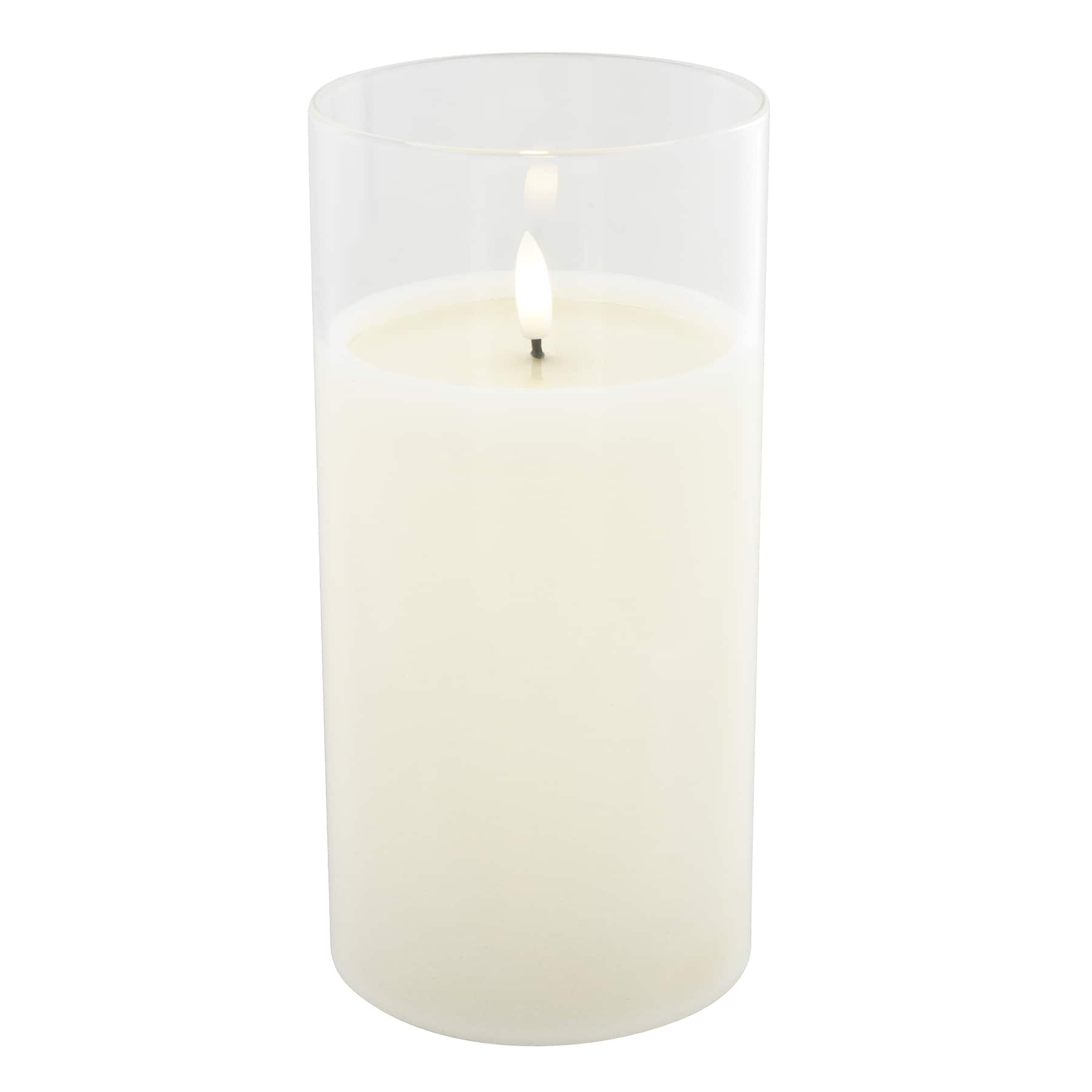 8&#x22; LED Glass Wax Flickering Candle by Ashland&#xAE;