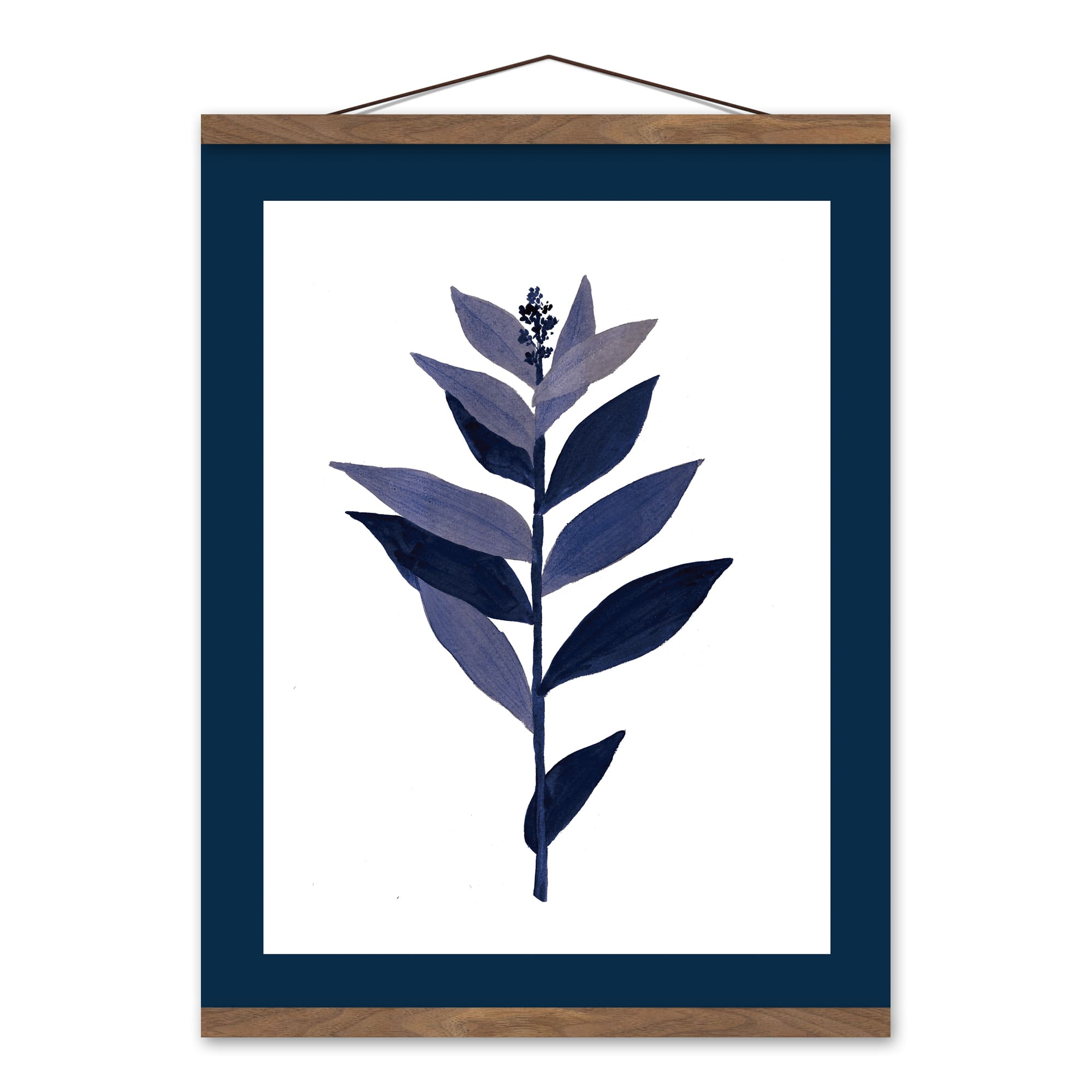 Blue Leaf Stem 16" x 20" Teak Hanging Canvas By Designs Direct | Michaels®