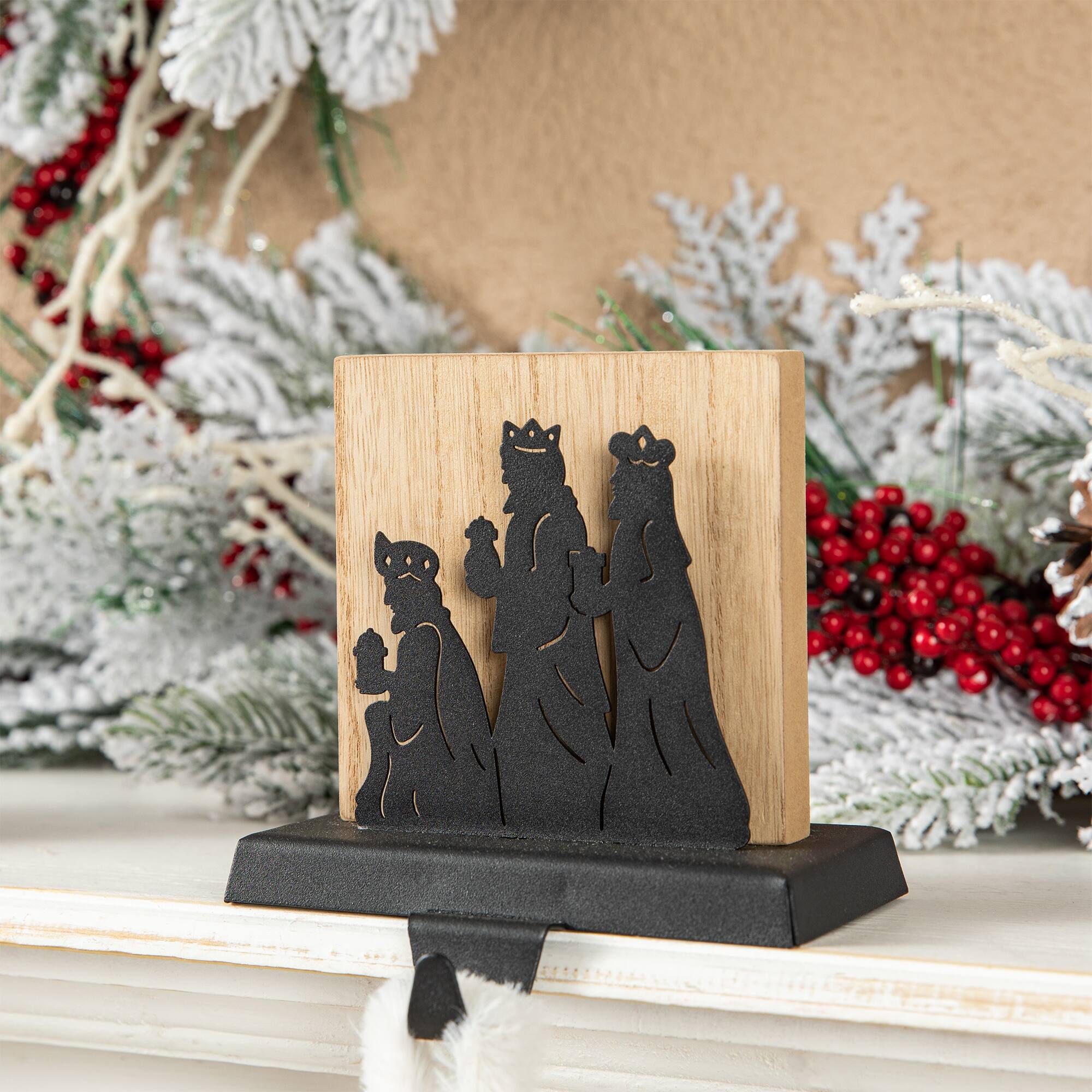 Glitzhome® 5" Christmas Metal Nativity Scene Stocking Holder Set