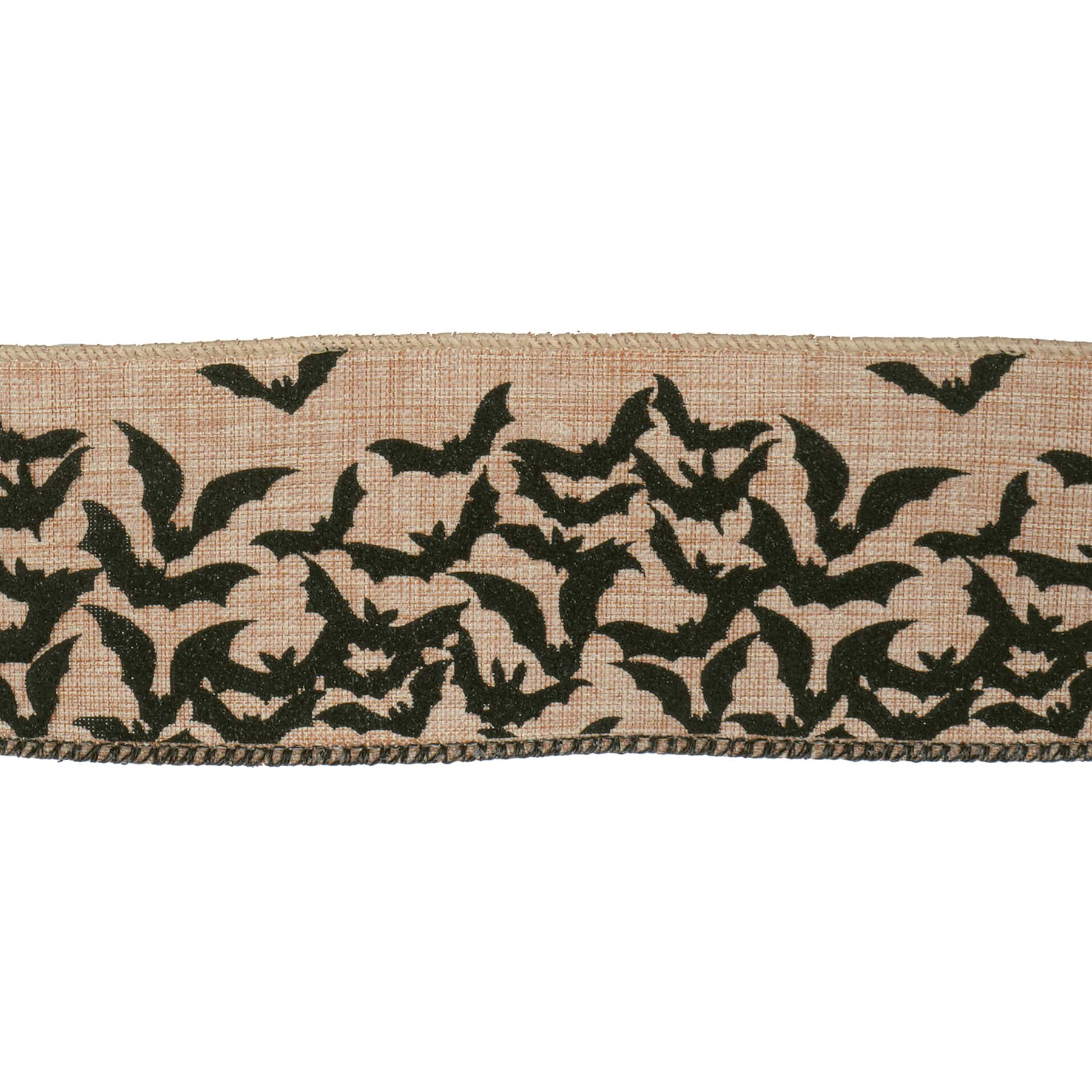 2.5&#x22; x 20ft. Glitter Bats Wired Faux Burlap Ribbon by Celebrate It&#xAE; Halloween