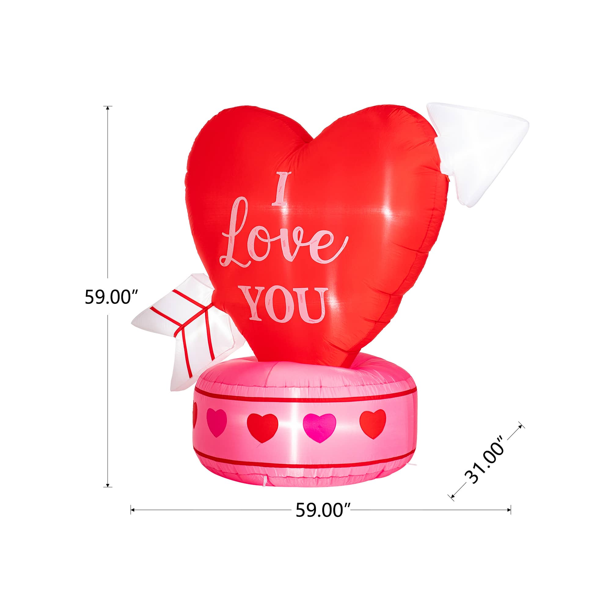 Glitzhome&#xAE; 5ft. Lighted Valentine&#x27;s Inflatable Heart D&#xE9;cor