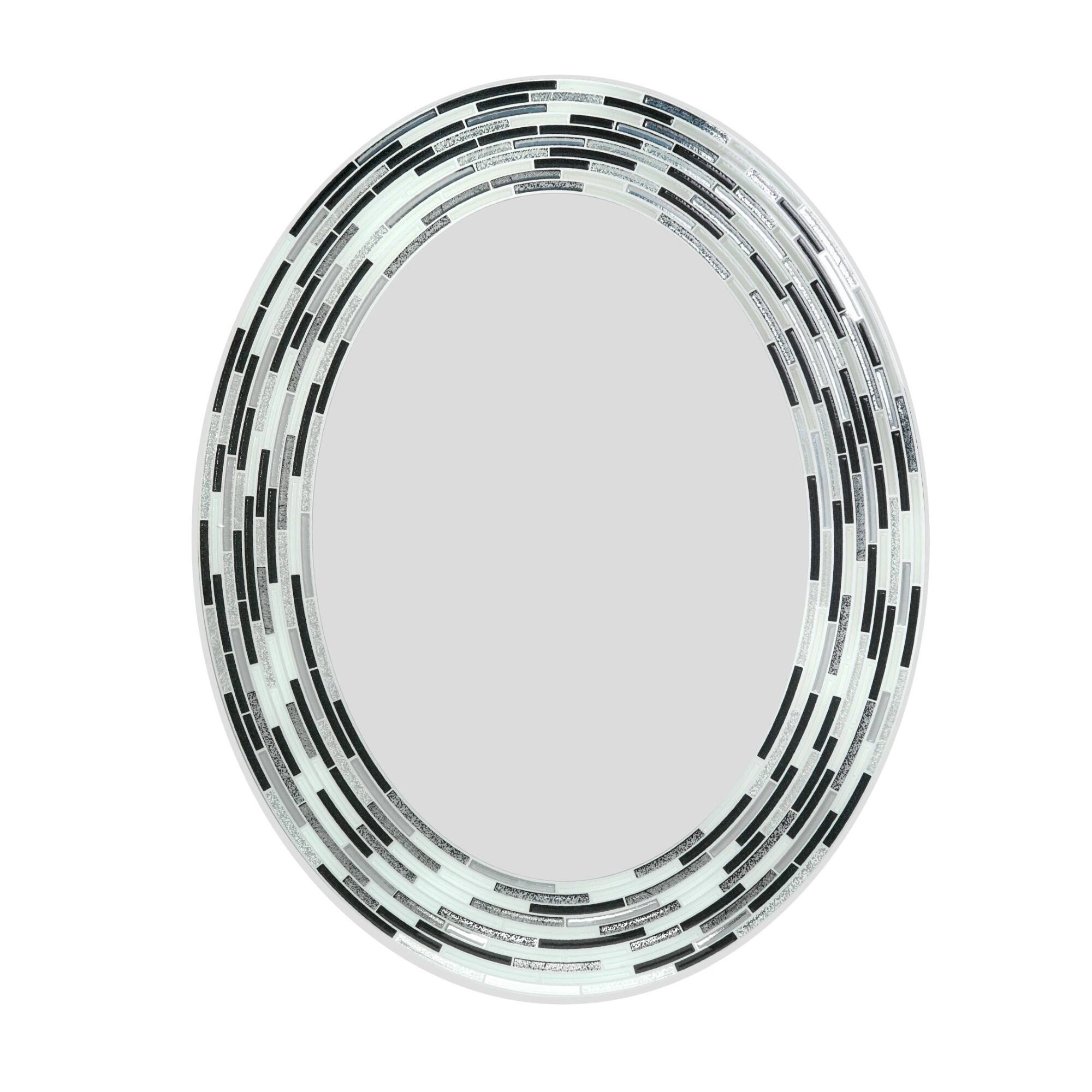Head West Charcoal  Tile Framed Oval Wall Vanity Mirror - 23&#x22; x 29&#x22;
