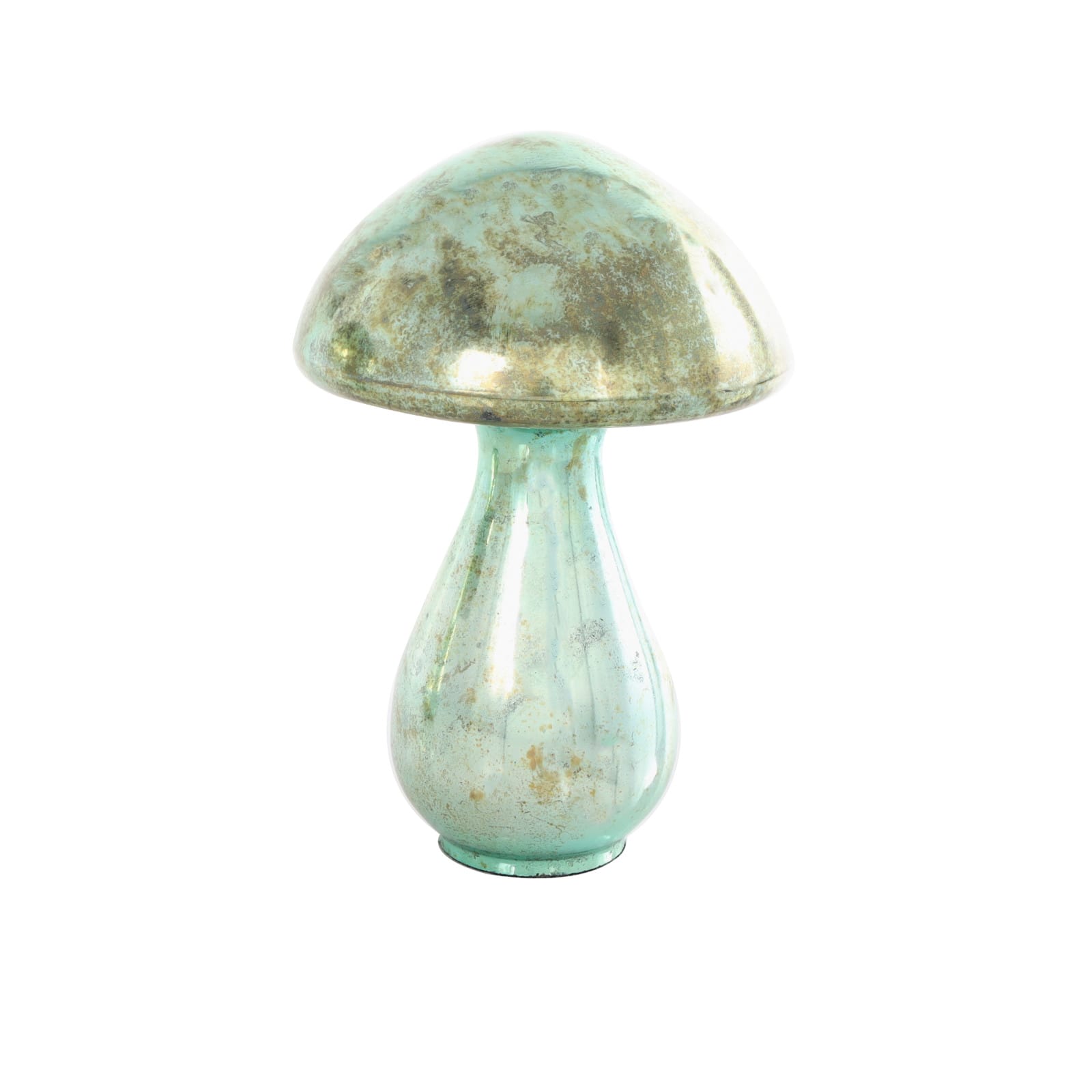 Green Glass Mushroom Sculpture Set