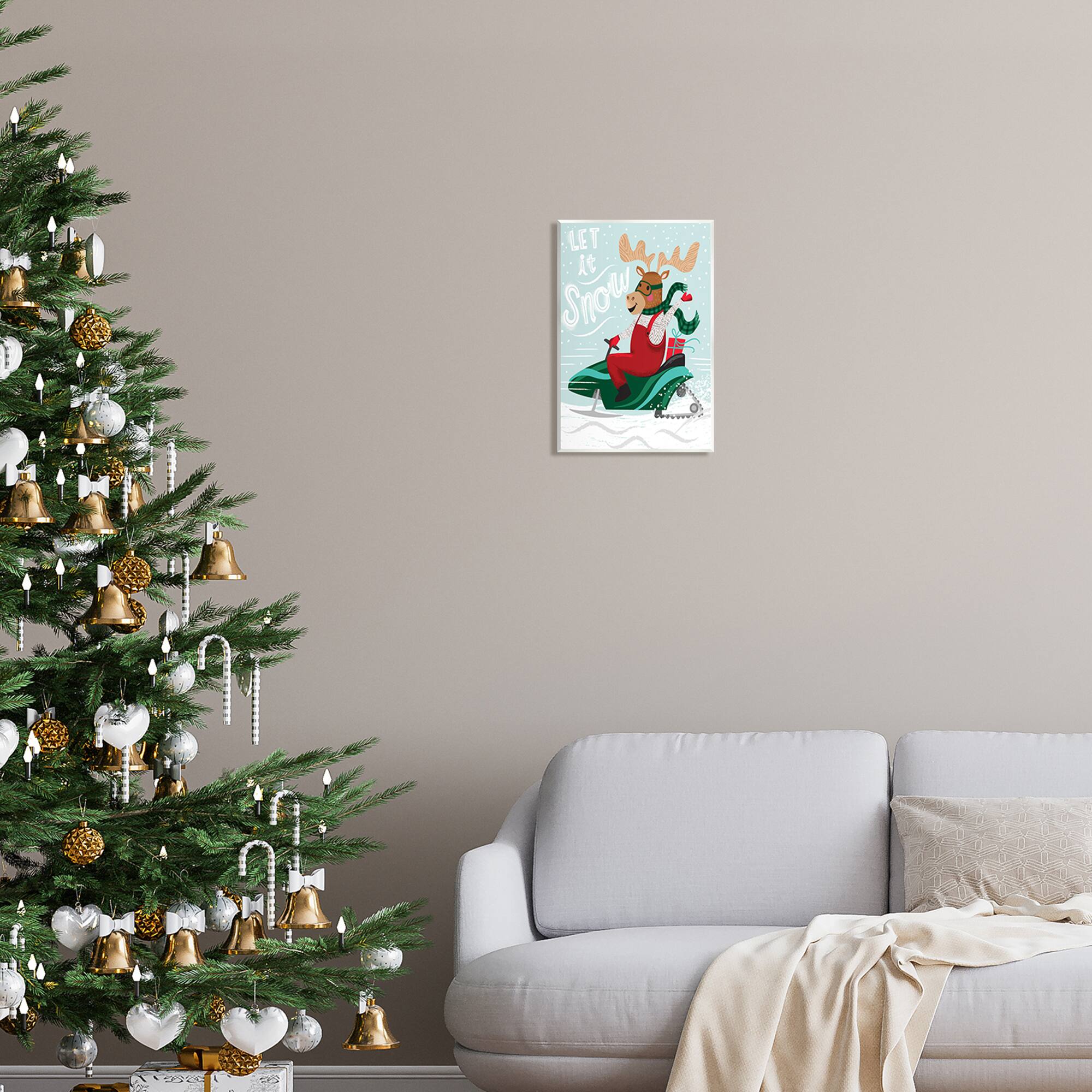 Stupell Industries Let It Snow Moose Sleigh Wall Plaque Art