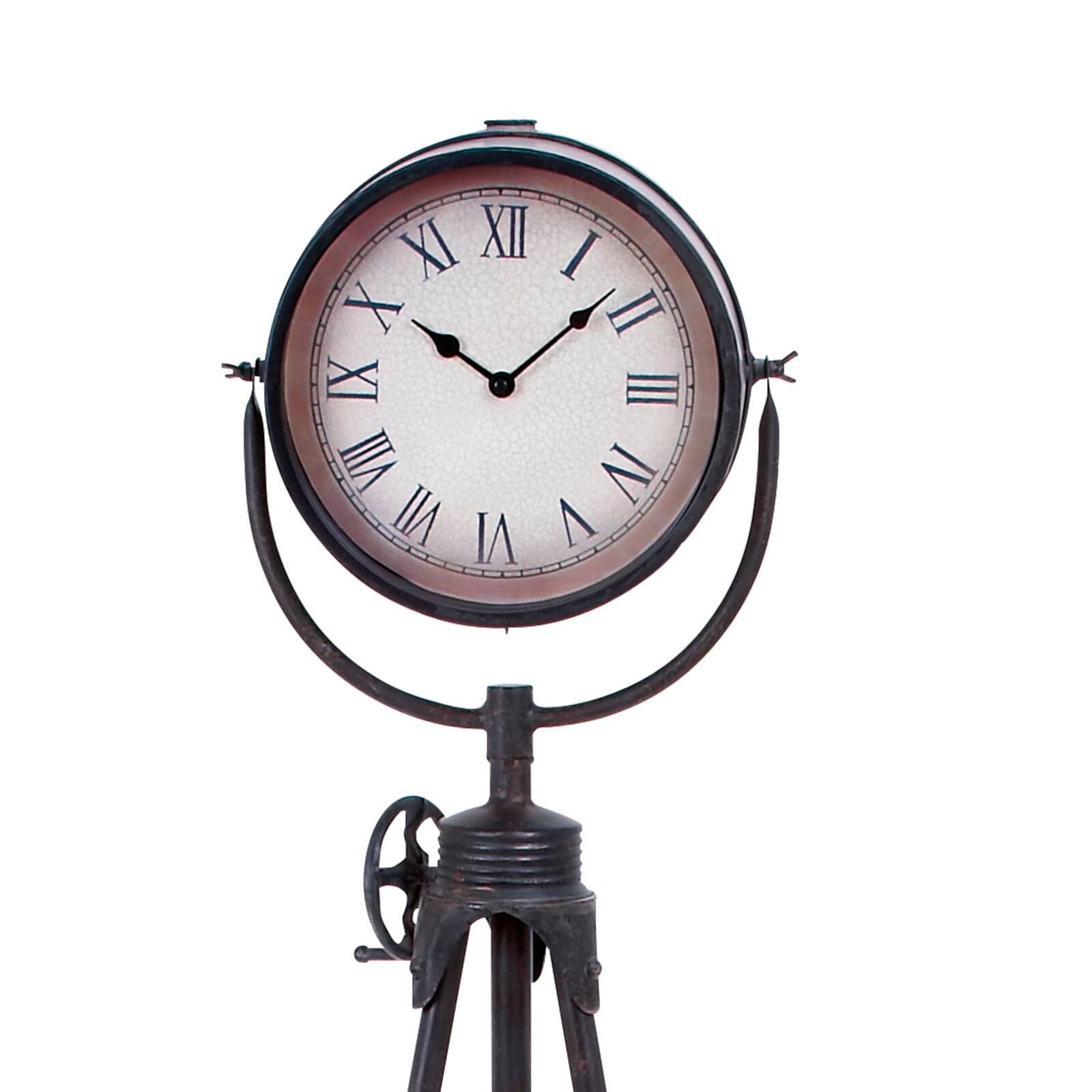 57" Black Metal Standing Industrial Clock