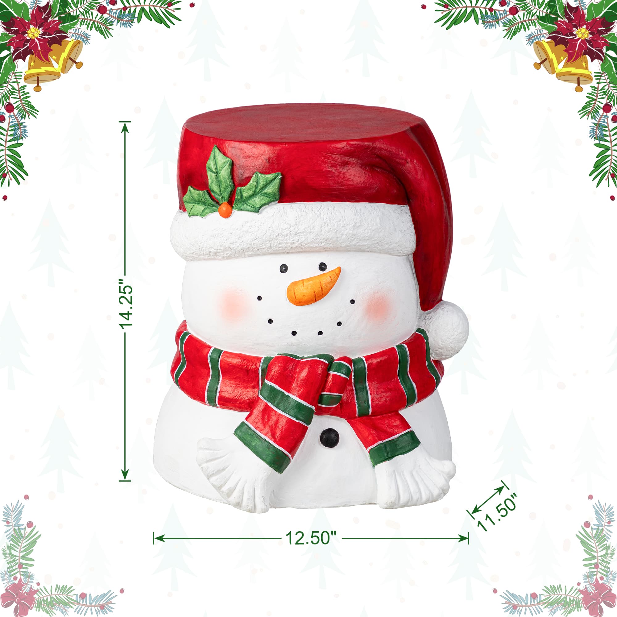 Glitzhome&#xAE; 14.25&#x22;H Christmas MGO Snowman Stool or Accent Table
