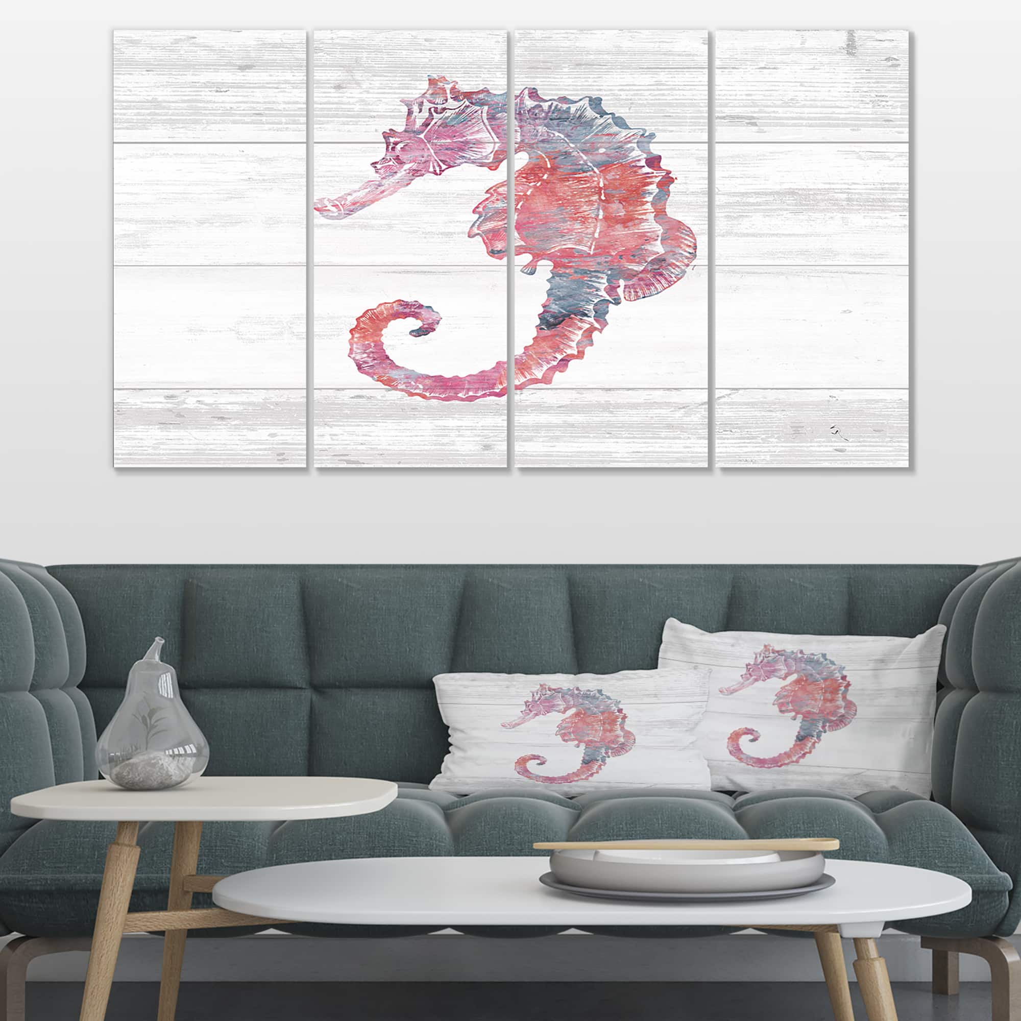 Designart - Pink seahorses Ocean Life