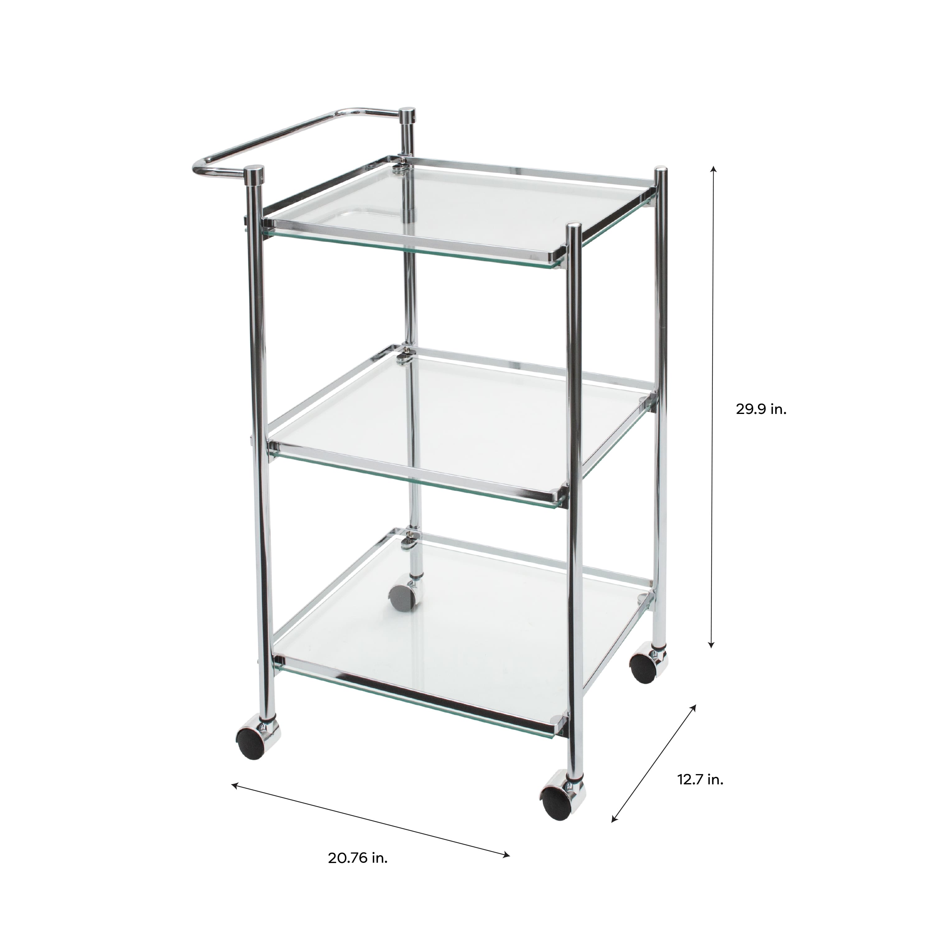 Organize It All Chrome 3-Tier Tempered Glass Rolling Serving Cart