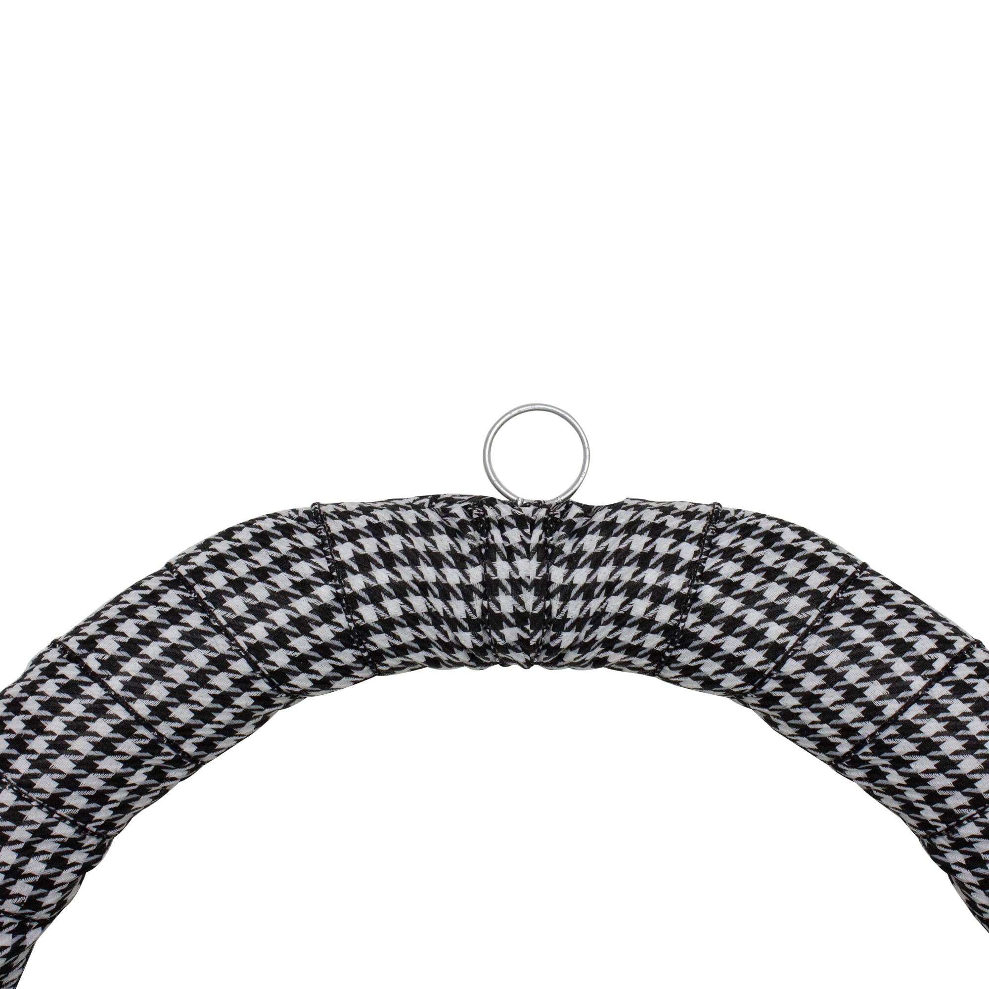 24" Black & White Houndstooth, Pine & Berry Wreath