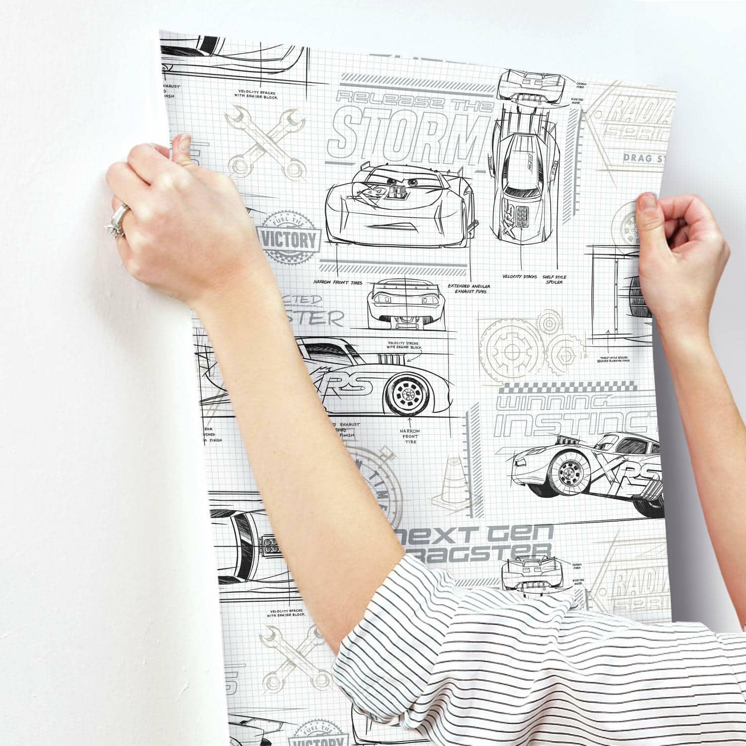 RoomMates Disney&#xAE; Pixar Cars Schematic Peel &#x26; Stick Wallpaper