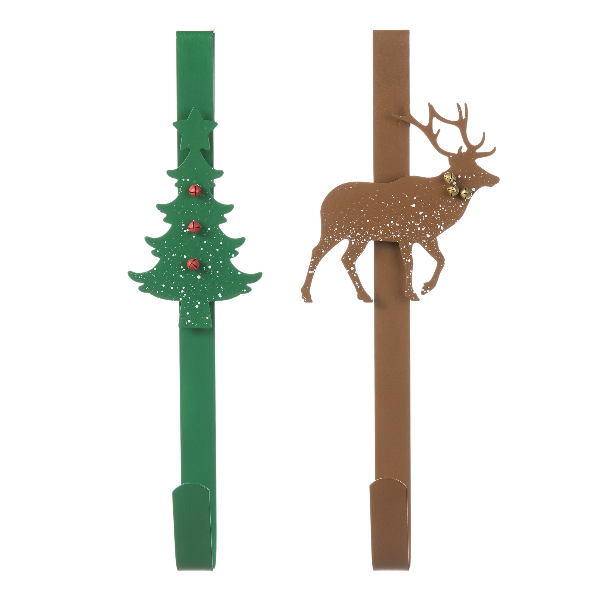 Glitzhome&#xAE; 14&#x22; Christmas Metal Tree &#x26; Reindeer Wreath Hanger Set