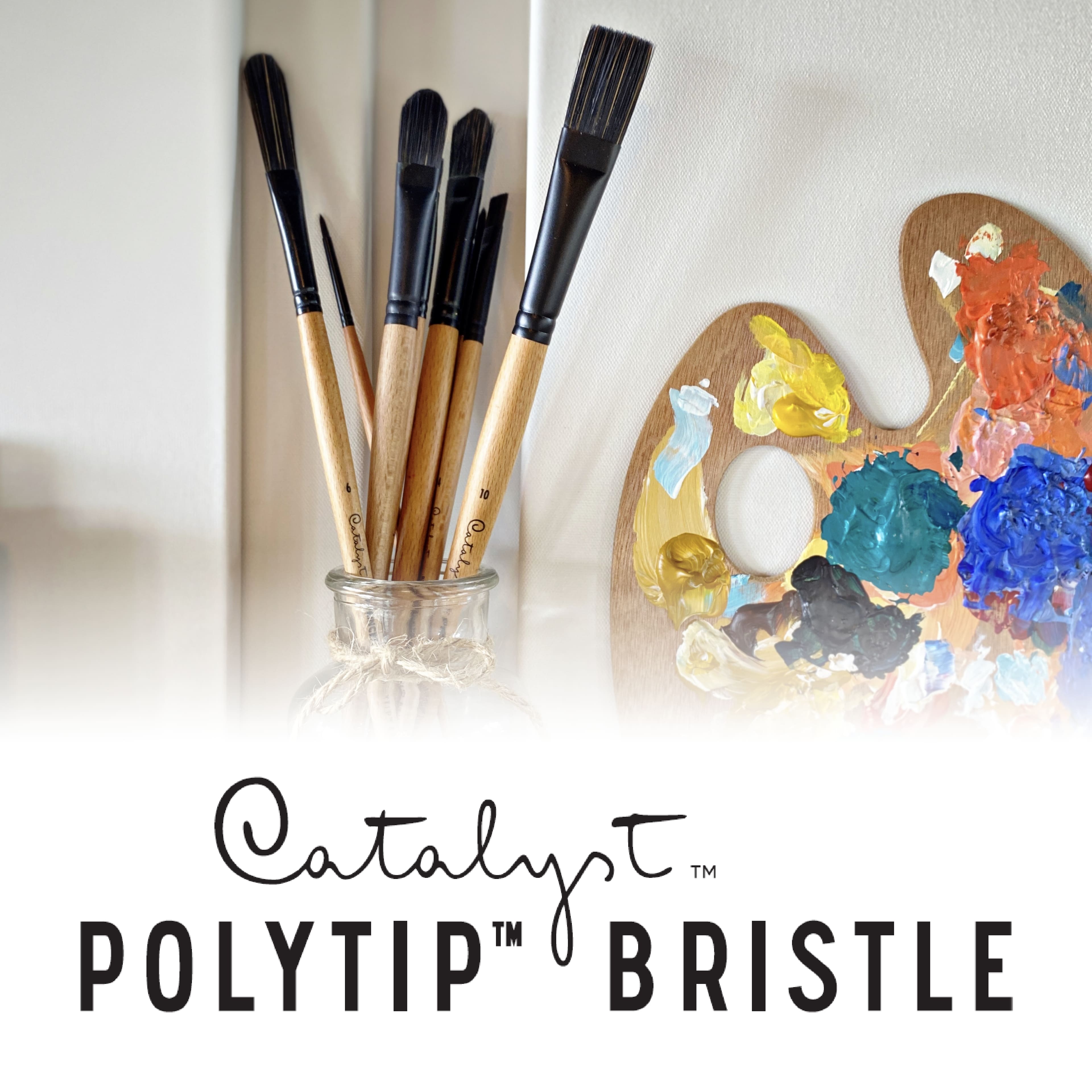 12 Pack: Princeton&#x2122; Catalyst&#x2122; Polytip&#x2122; Bristle Long Handle 3 Piece Brush Set