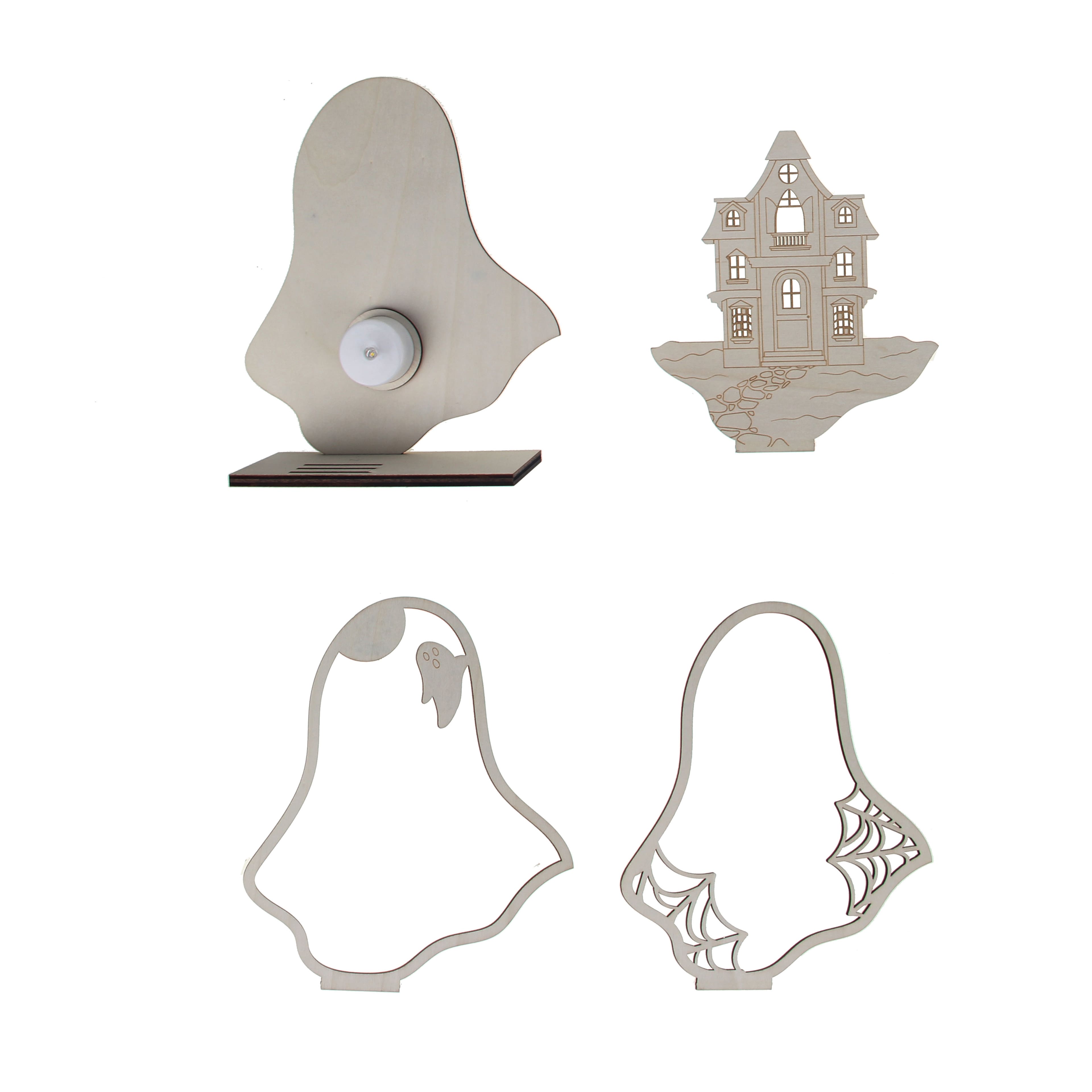 8.25&#x22; Layered Ghost DIY LED Plywood D&#xE9;cor by Make Market&#xAE;