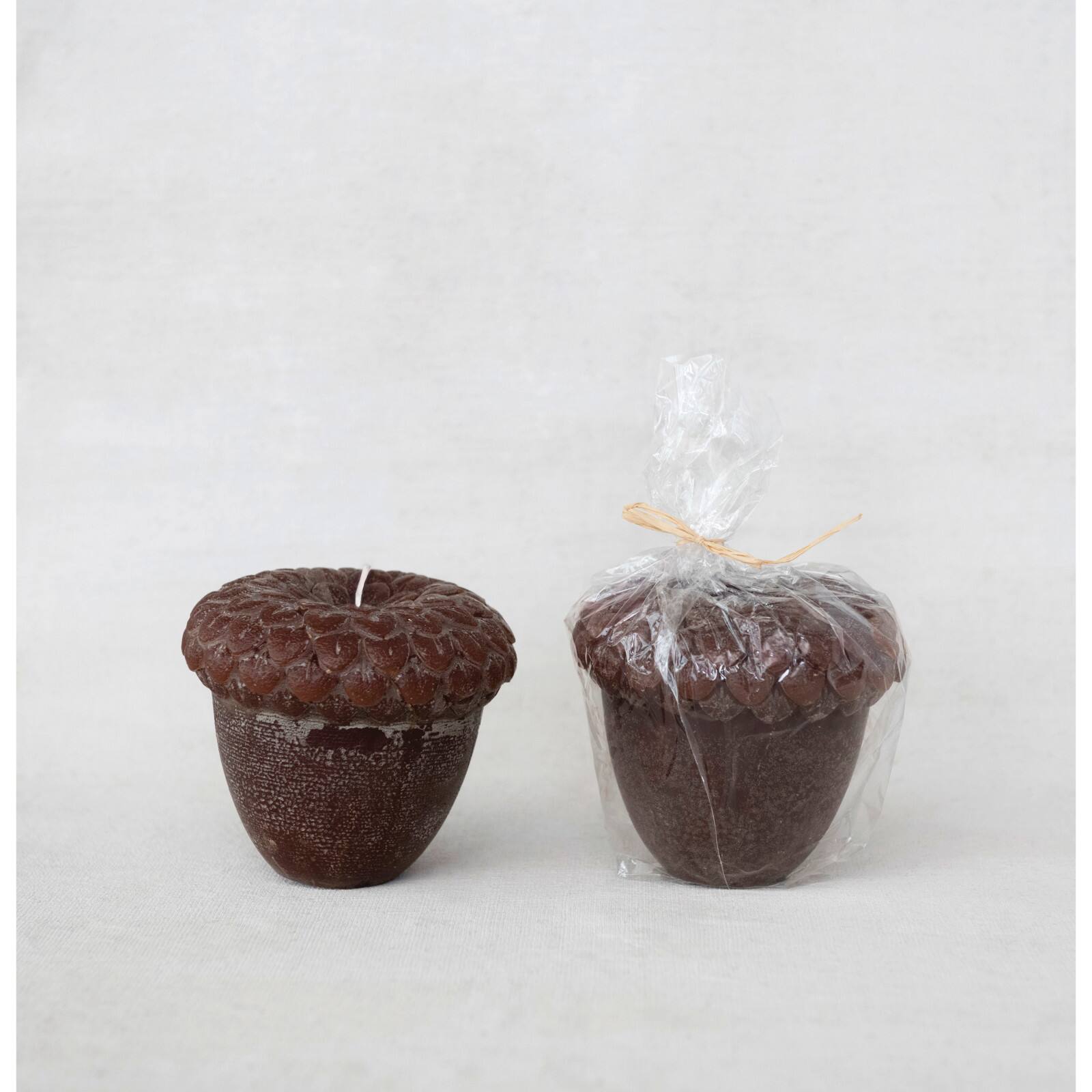 Hello Honey&#xAE; 5&#x22; Brown Unscented Acorn Shaped Candle