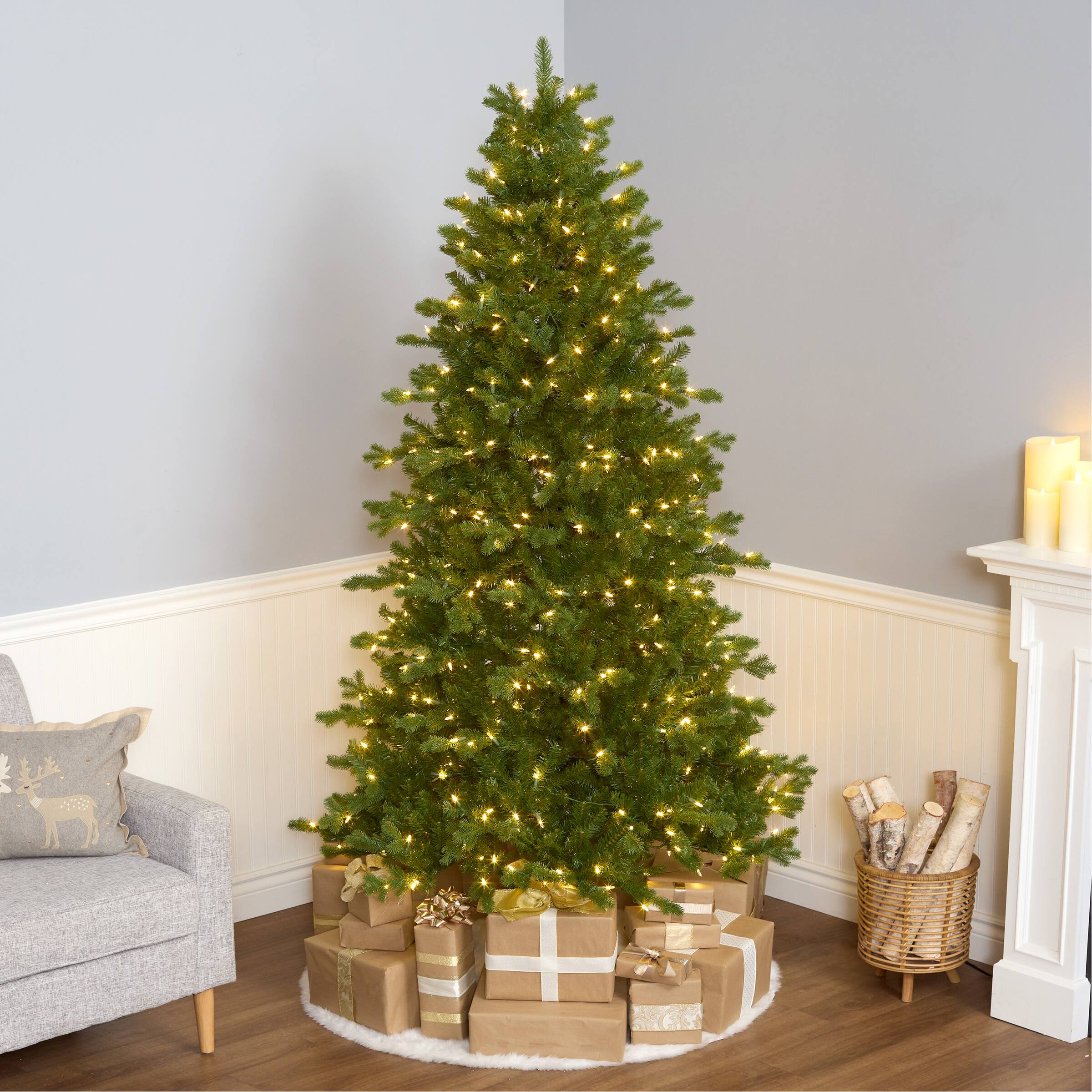 7.5ft. Pre-Lit Northern Spruce Memory-Shape® Artificial Christmas Tree, Dual Color® LED Lights and Music Match®