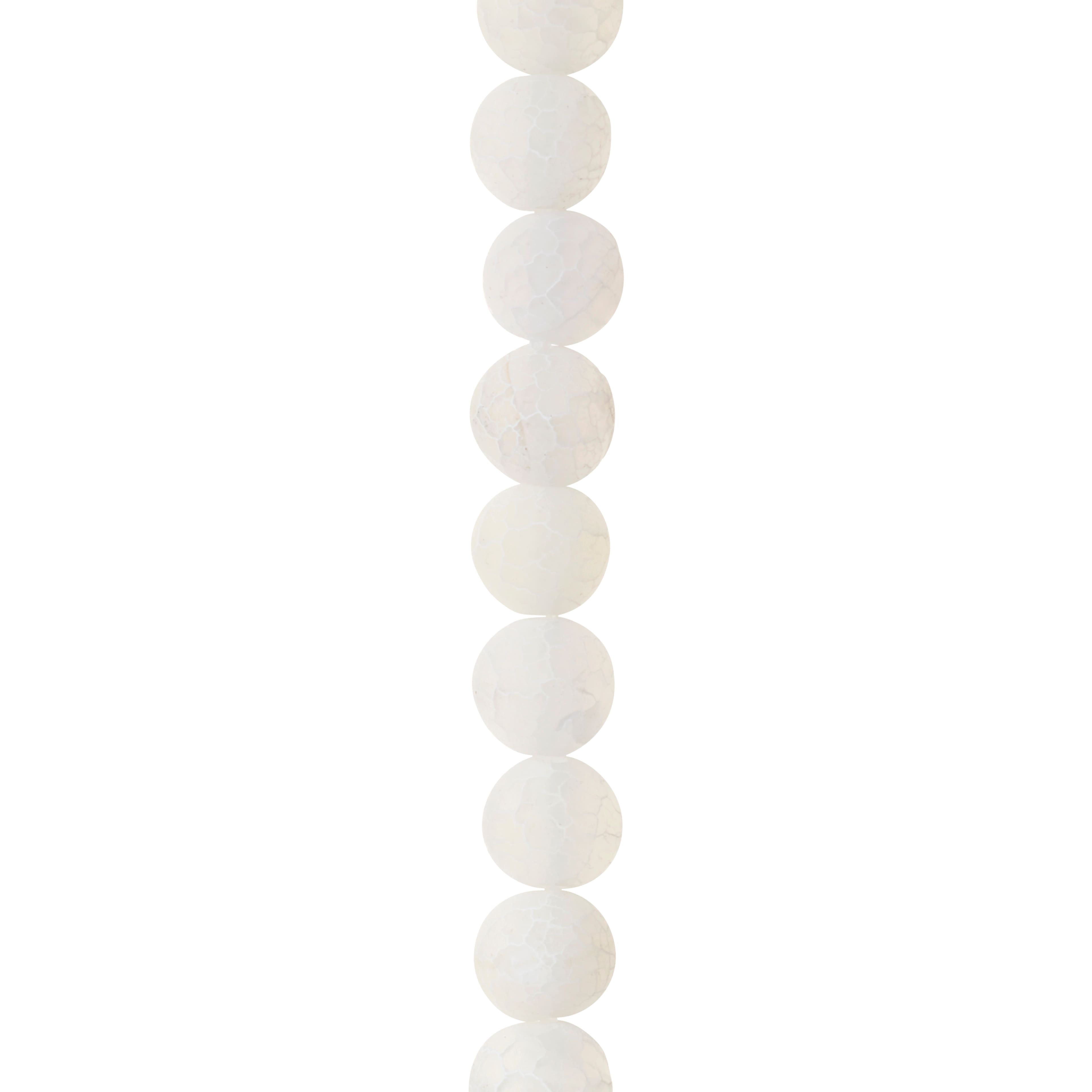 Matte White Crackle Agate Round Beads, 8mm by Bead Landing&#x2122;