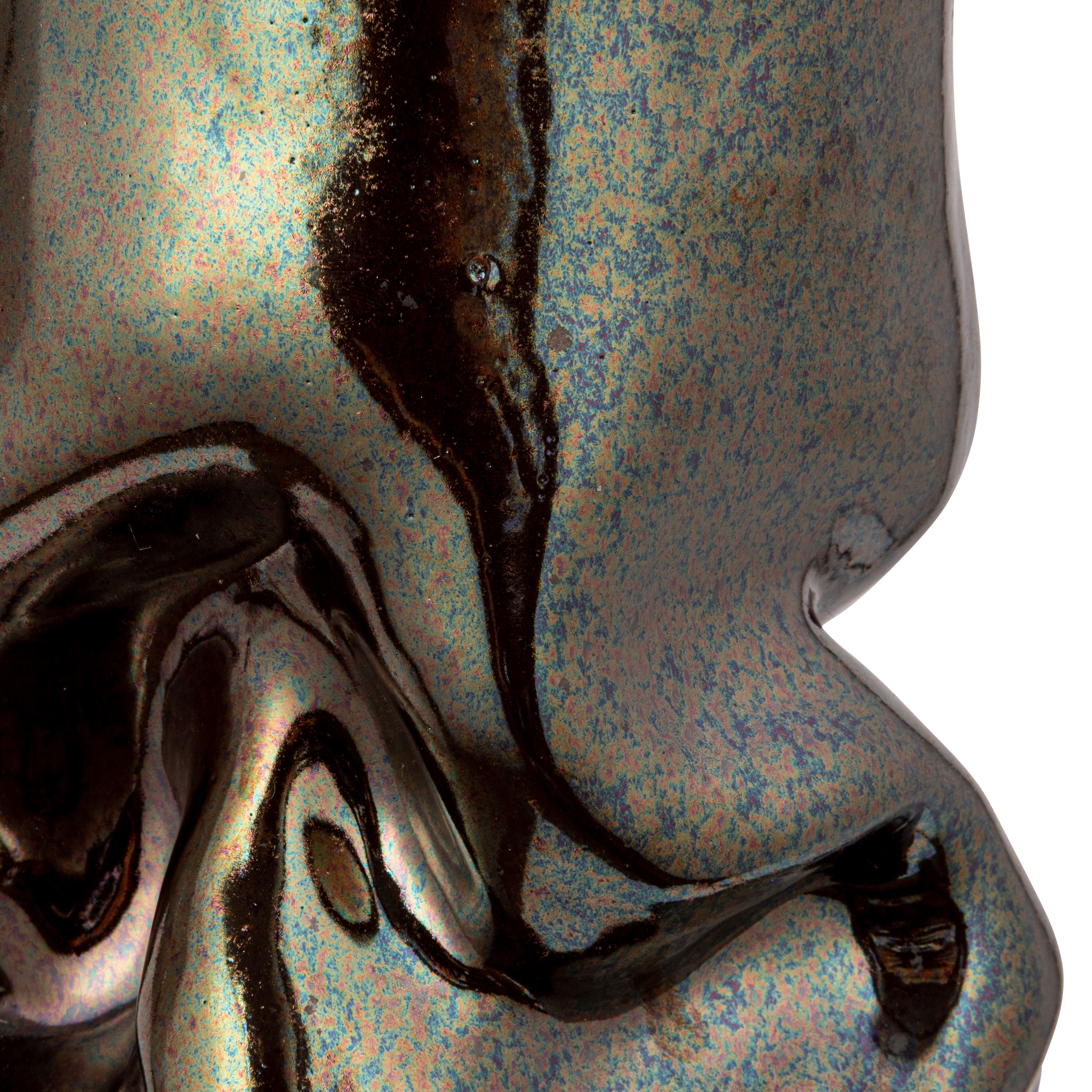 Hello Honey® 5.5" Iridescent Dark Brown Organic Shaped Stoneware Vase