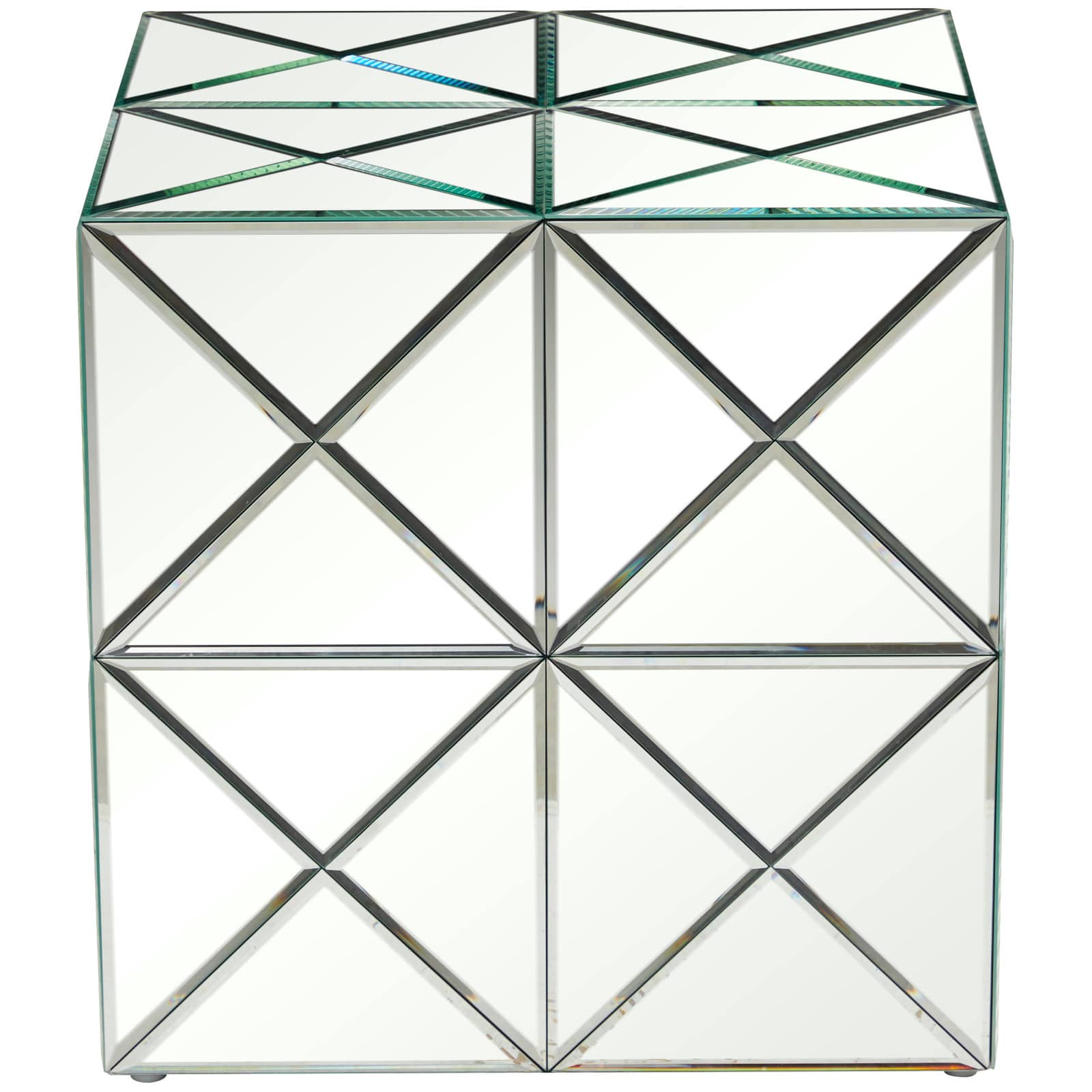 Silver Wood Mirrored Accent Table 18" x 18" x 18"