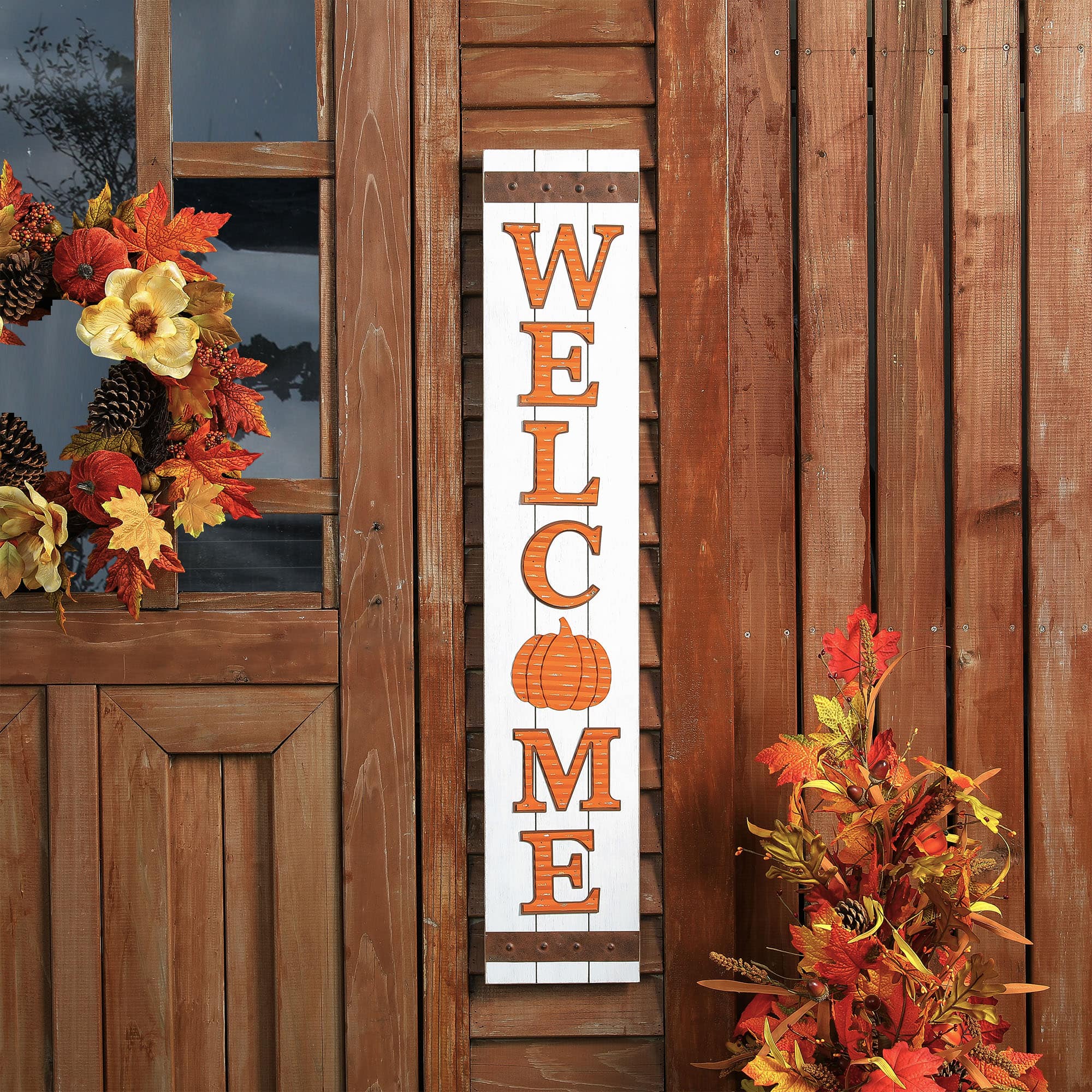 Glitzhome&#xAE; 42&#x22; Fall Wooden Welcome Porch Sign