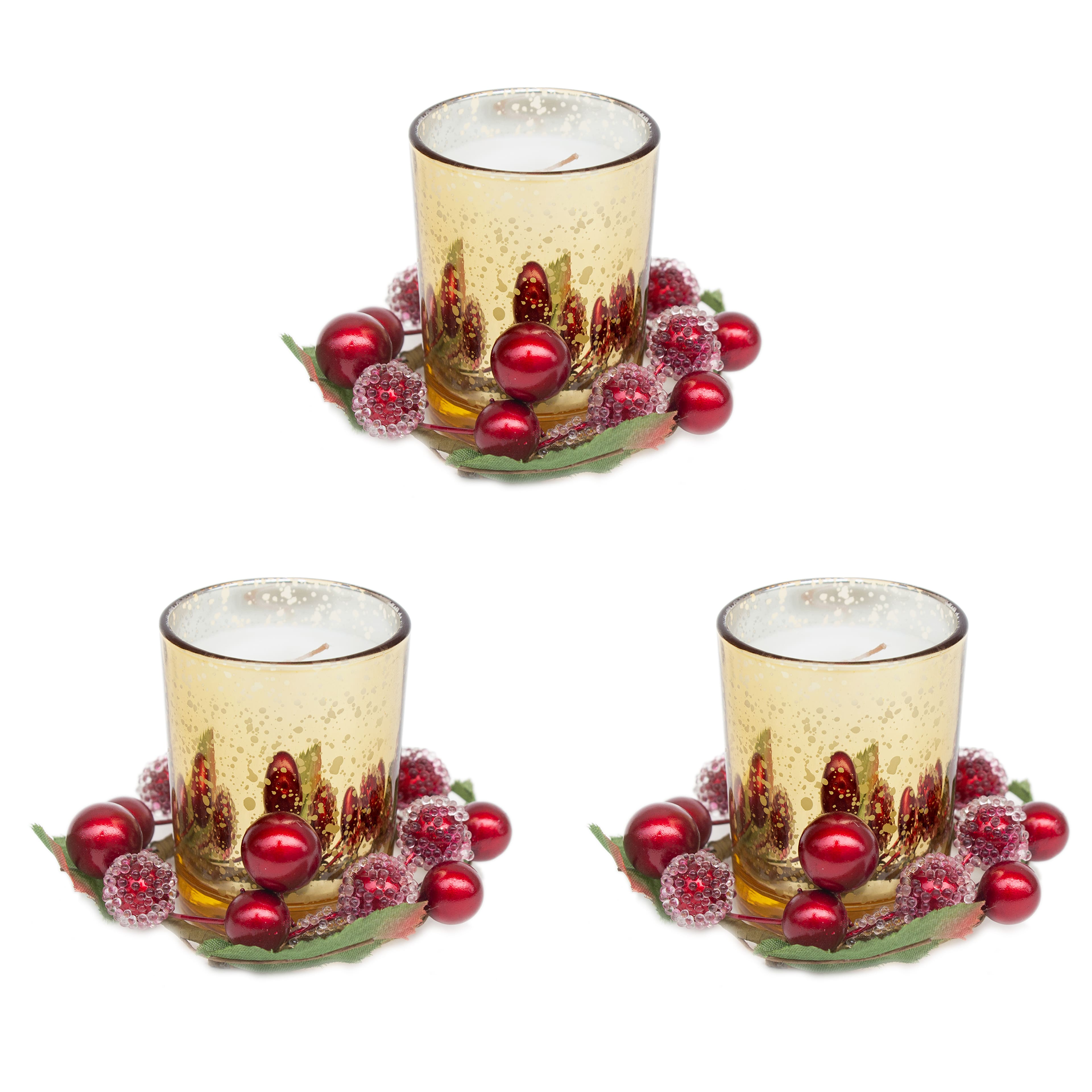 5oz. Scented Votive Candles with Decorative Berry Candle Rings, 3ct. by Ashland&#xAE;