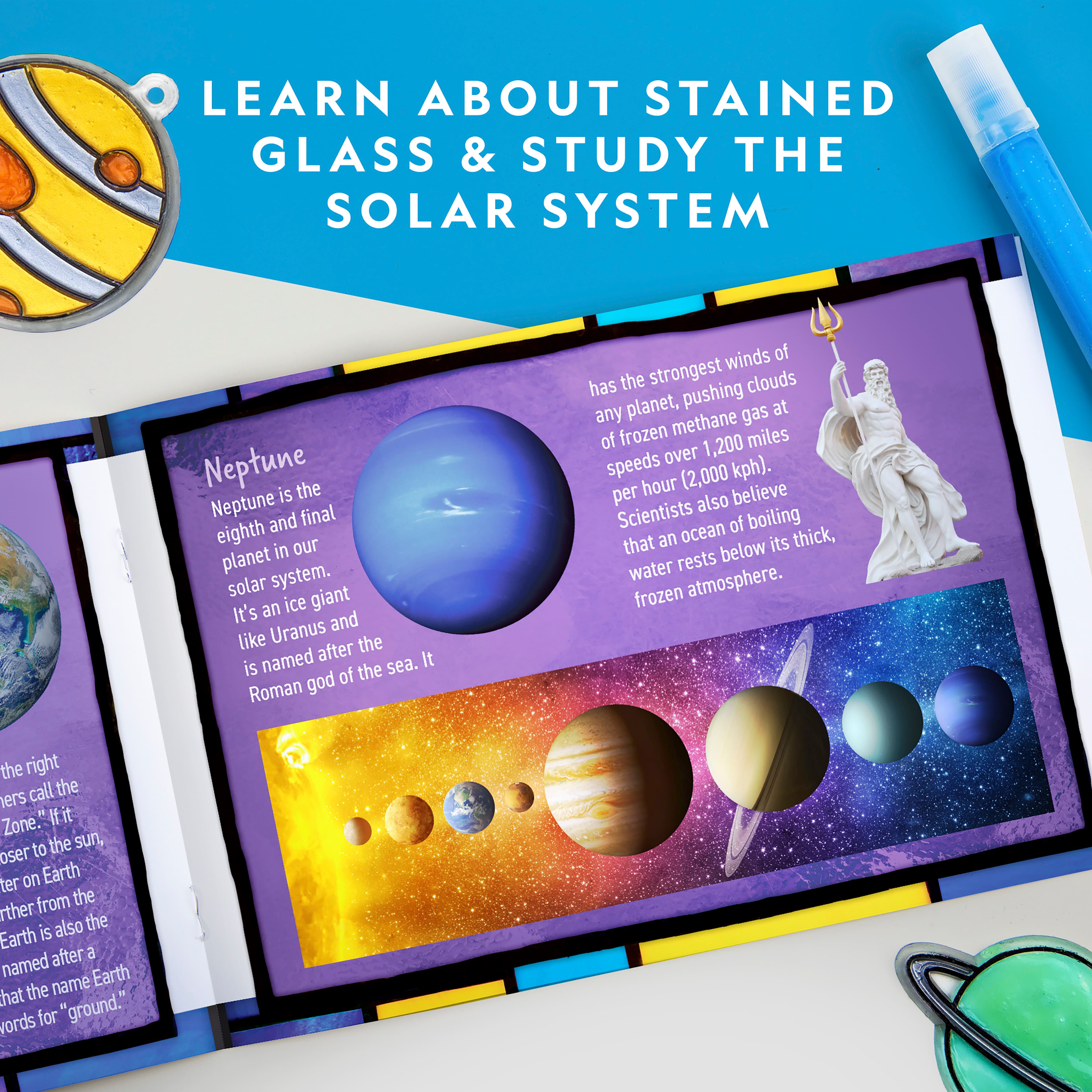 6 Pack: National Geographic&#x2122; The Solar System Glow-In-the-Dark Stained Glass Craft Kit