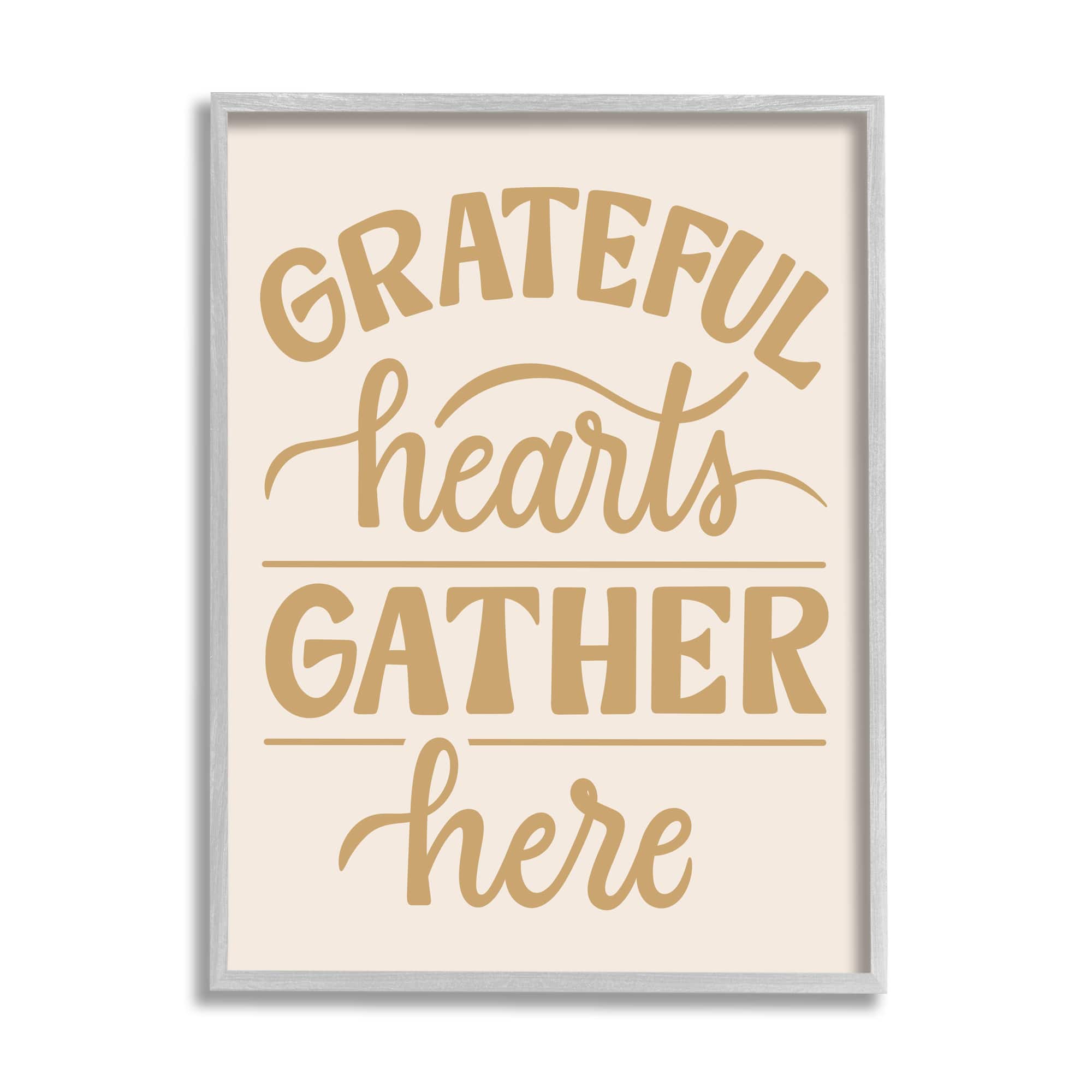 Stupell Industries Grateful Hearts Gather Here Phrase Framed Giclee Art