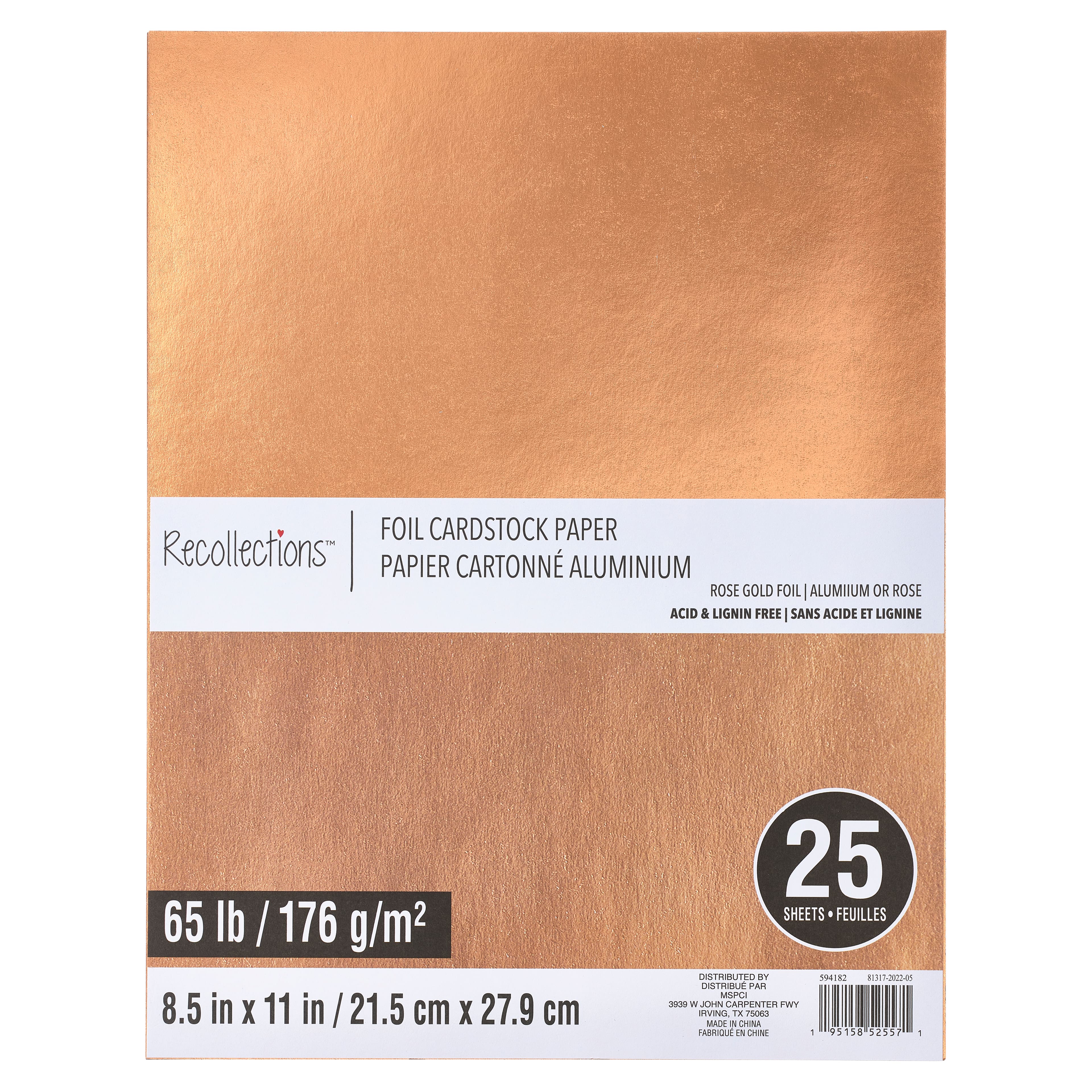 12 Packs: 25 ct. (300 total) Rose Gold Foil 8.5&#x22; x 11&#x22; Cardstock Paper by Recollections&#x2122;