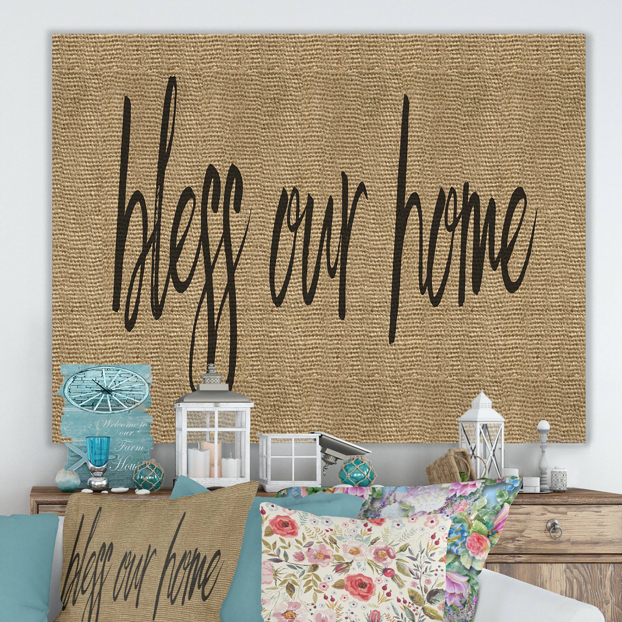 Designart - Bless our Home - Cottage Canvas Art Print