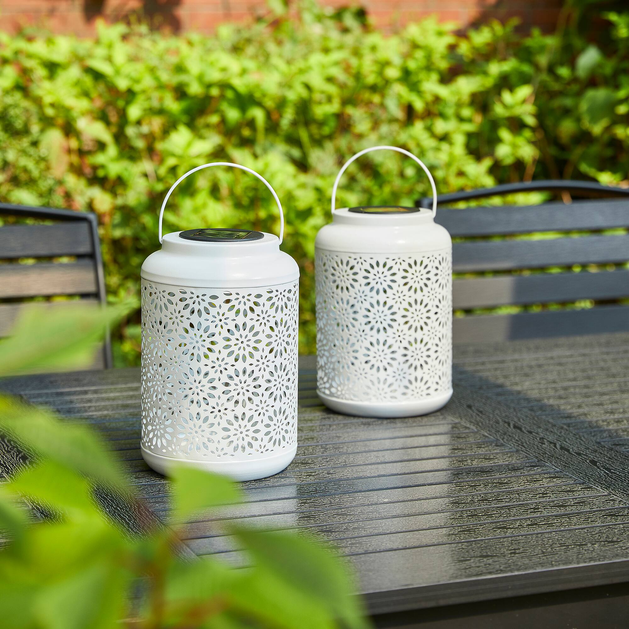 Glitzhome® 8.5" Flower Cutout Solar Powered Hanging Lantern